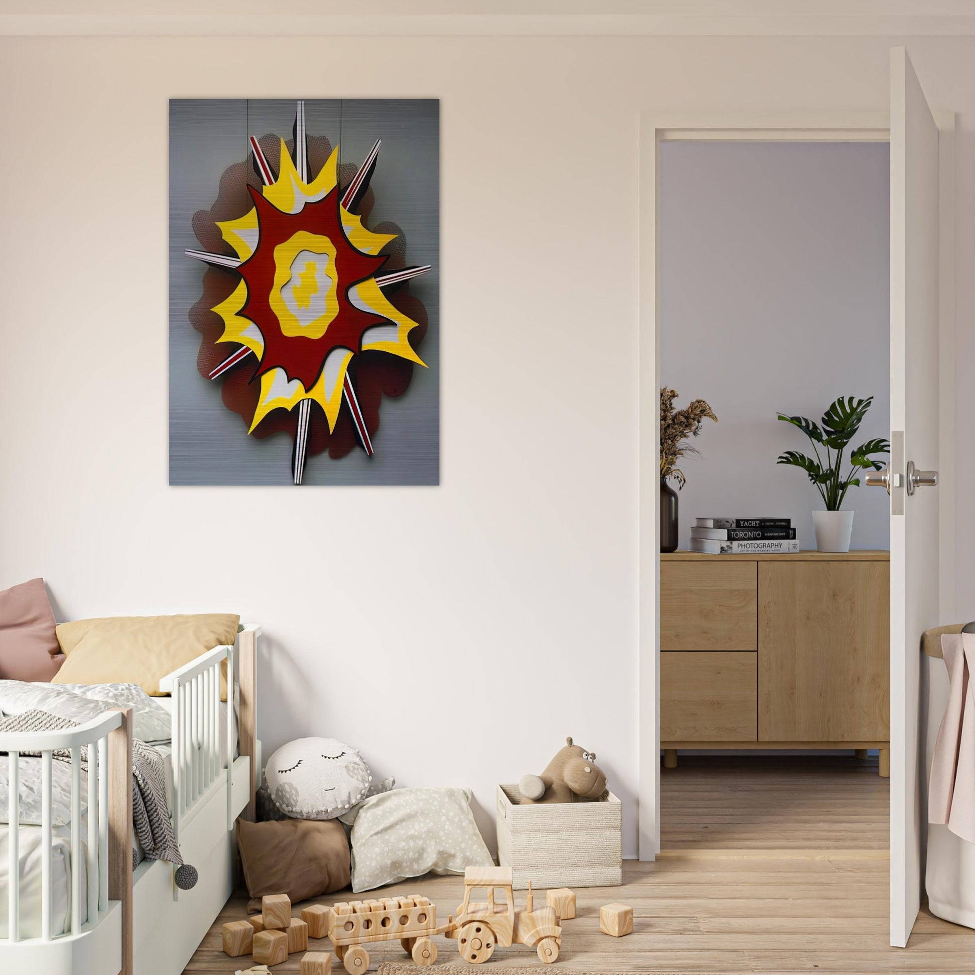 EXPLOSION I 1965 - Roy Lichtenstein Brushed Aluminum Print - 70x100 cm / 28x40 inches | Roy Lichtenstein Aluminum Print | Roy Lichtenstein Prints
