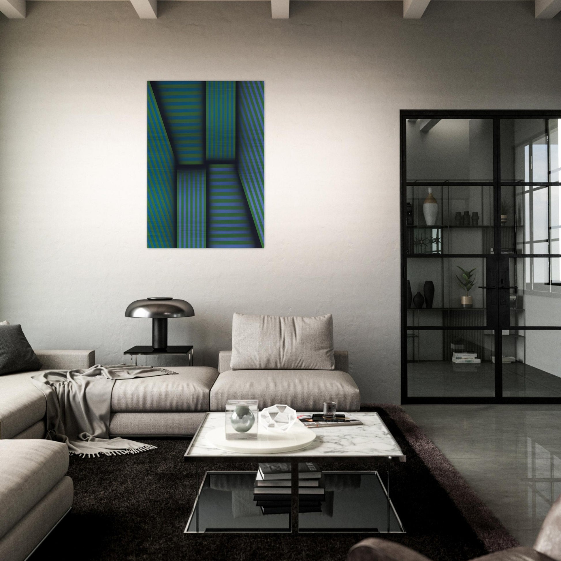 Scarlatti's Garden - Op Art - Omar Rayo Brushed Aluminum Print - 70x100 cm / 28x40 inches | Omar Rayo Aluminum Print | Omar Rayo Prints