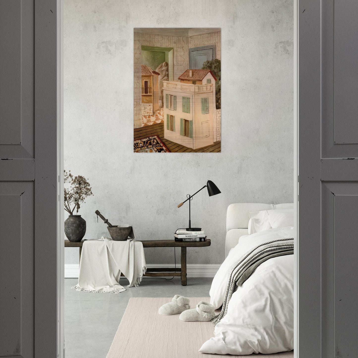 THE HOUSE IN THE HOUSE - Giorgio de Chirico Brushed Aluminum Print - 70x100 cm / 28x40 inches | Giorgio de Chirico Aluminum Print | Giorgio de Chirico Prints