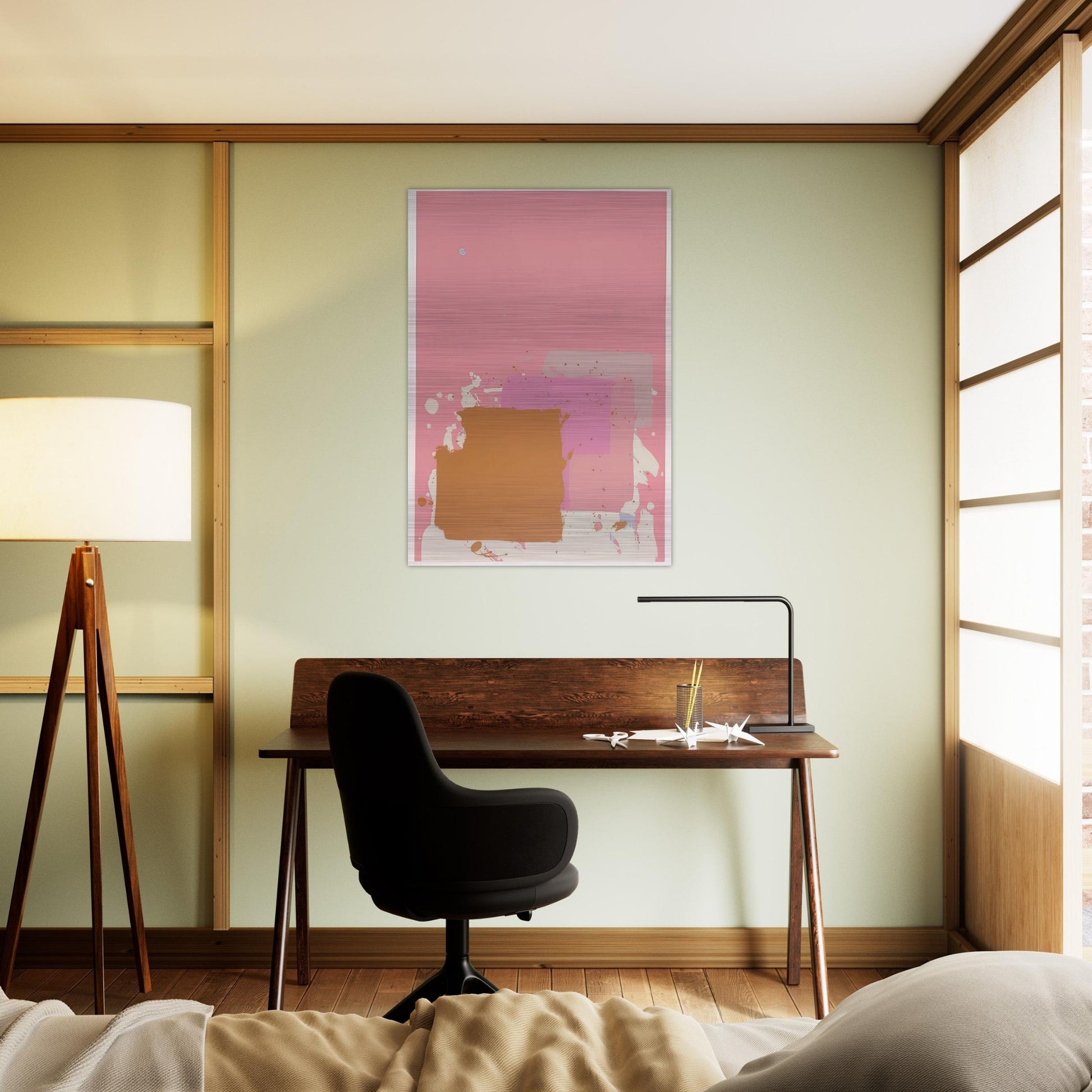 Brown Black on Pink - 1971 - John Hoyland Brushed Aluminum Print - 70x100 cm / 28x40 inches | John Hoyland Aluminum Print | John Hoyland Prints