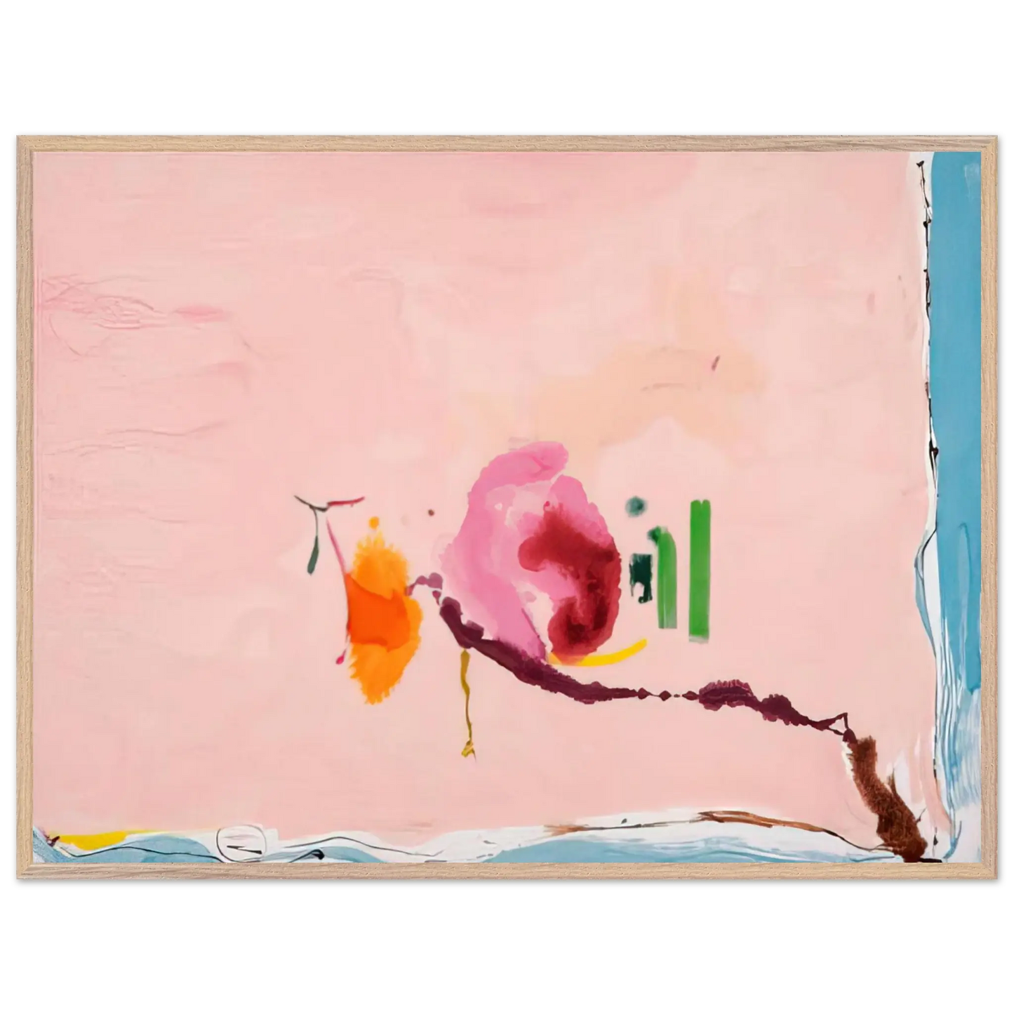 Helen Frankenthaler - Flirt - 1995 Wall art - 28x43  cm / XL (11x17 inches) - Premium Wooden Framed Poster With Fine Art Paper - Black frame
