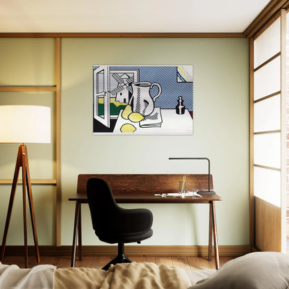STILL LIFE WITH WINDMILL 1974 - Roy Lichtenstein Brushed Aluminum Print - 70x100 cm / 28x40 inches | Roy Lichtenstein Aluminum Print | Roy Lichtenstein Prints