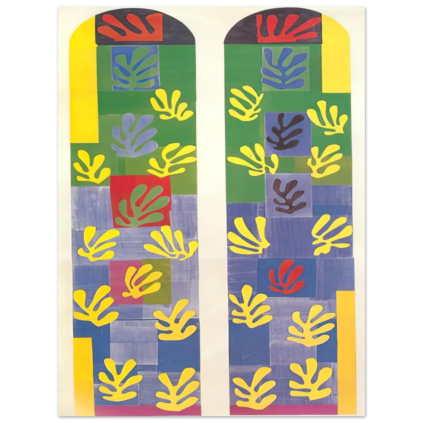 Henri Matisse - STAINED GLASS WINDOW WINDOW OF THE ABSIDE OF THE ROSARY CHAPEL 1949  75x100 cm / 30x40inches Fine Art Poster