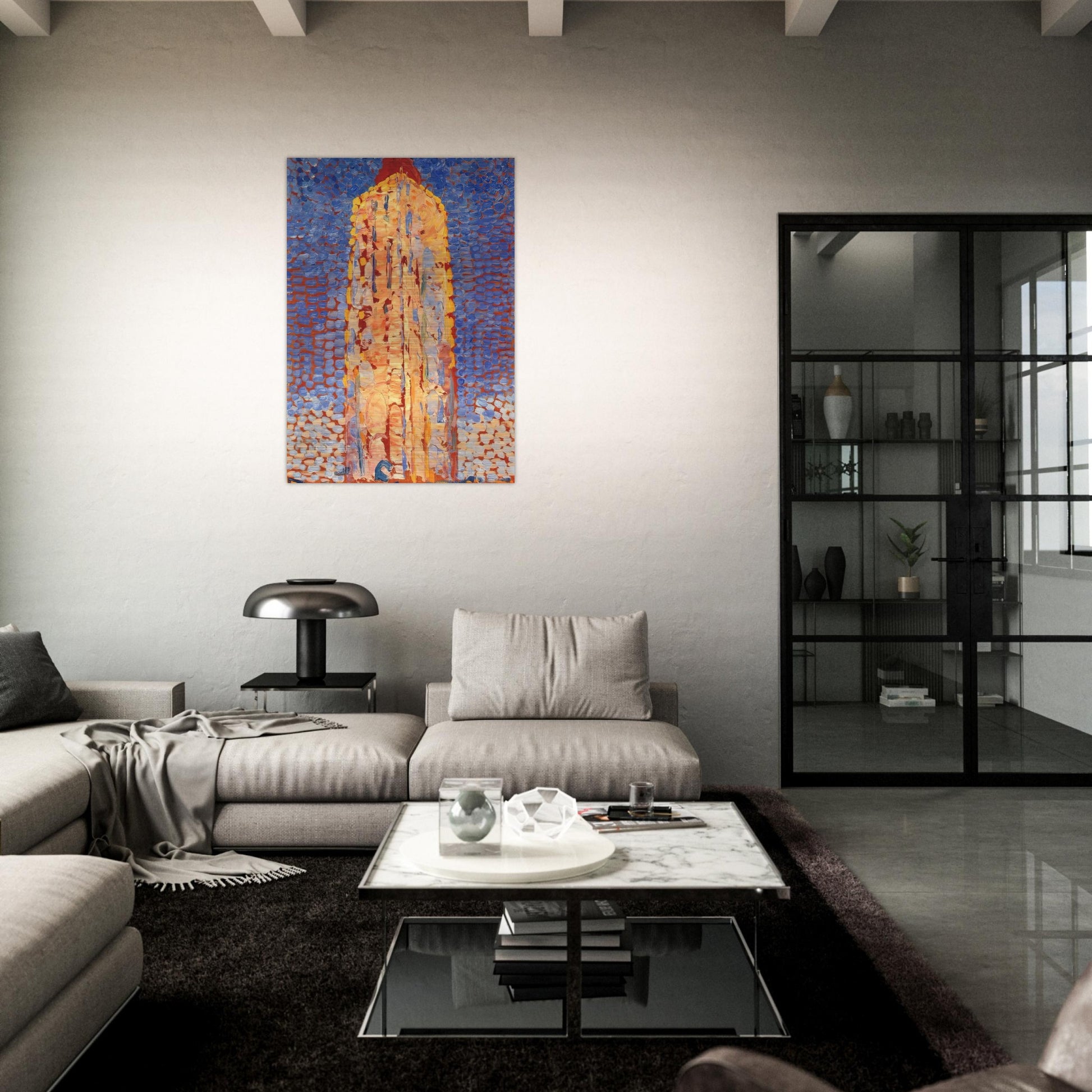 Lighthouse in Westkapelle - Piet Mondrian Brushed Aluminum Print - 70x100 cm / 28x40 inches | Piet Mondrian Aluminum Print | Piet Mondrian Prints
