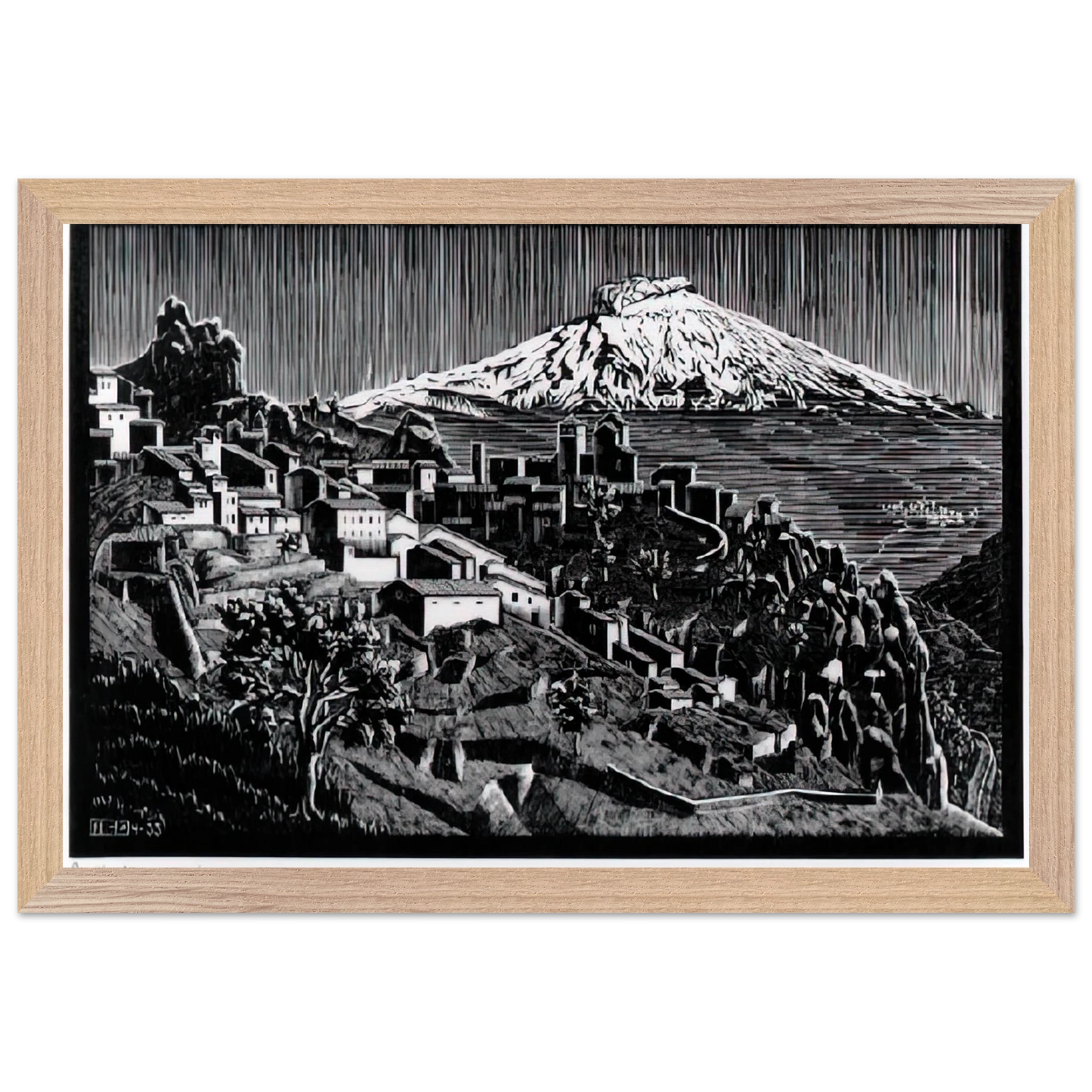 MC Escher - ESCHER (17) Wall Art - 30x40 cm / 12x16 inches - Premium Wooden Framed Poster With Fine Art Paper-canvas - Wood frame