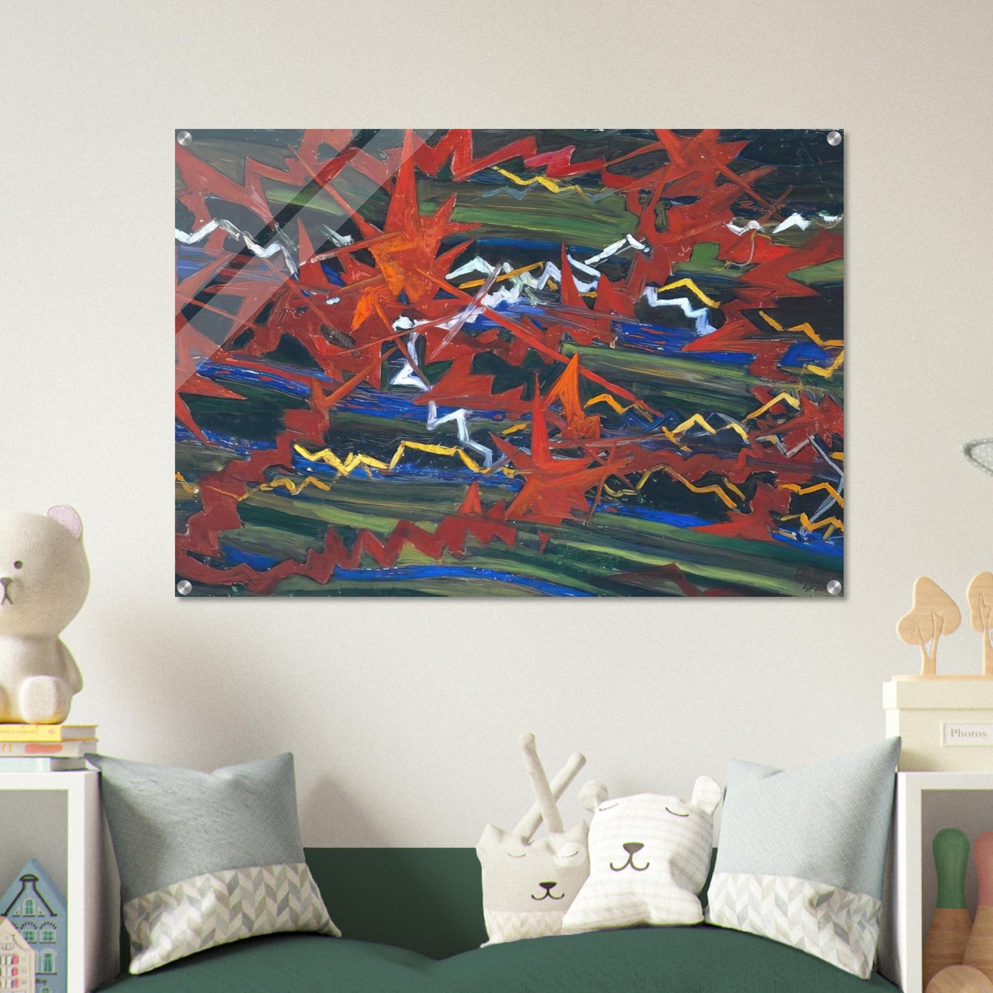 Explosion of Red on Green - Gerardo Dottori Acrylic Print - 70x100 cm / 28x40″ inches
