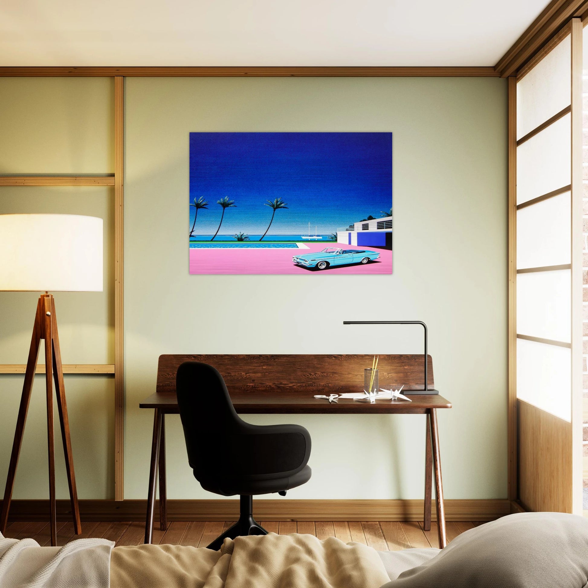 Pink Driveway - Hiroshi Nagai Brushed Aluminum Print - 70x100 cm / 28x40 inches | Hiroshi Nagai Aluminum Print | Hiroshi Nagai Prints