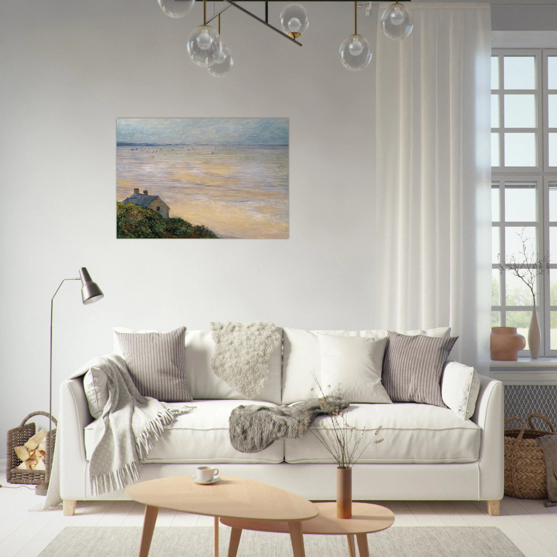 The Hut at Trouville, Low Tide - claude monet Brushed Aluminum Print - 70x100 cm / 28x40 inches | claude monet Aluminum Print | claude monet Prints