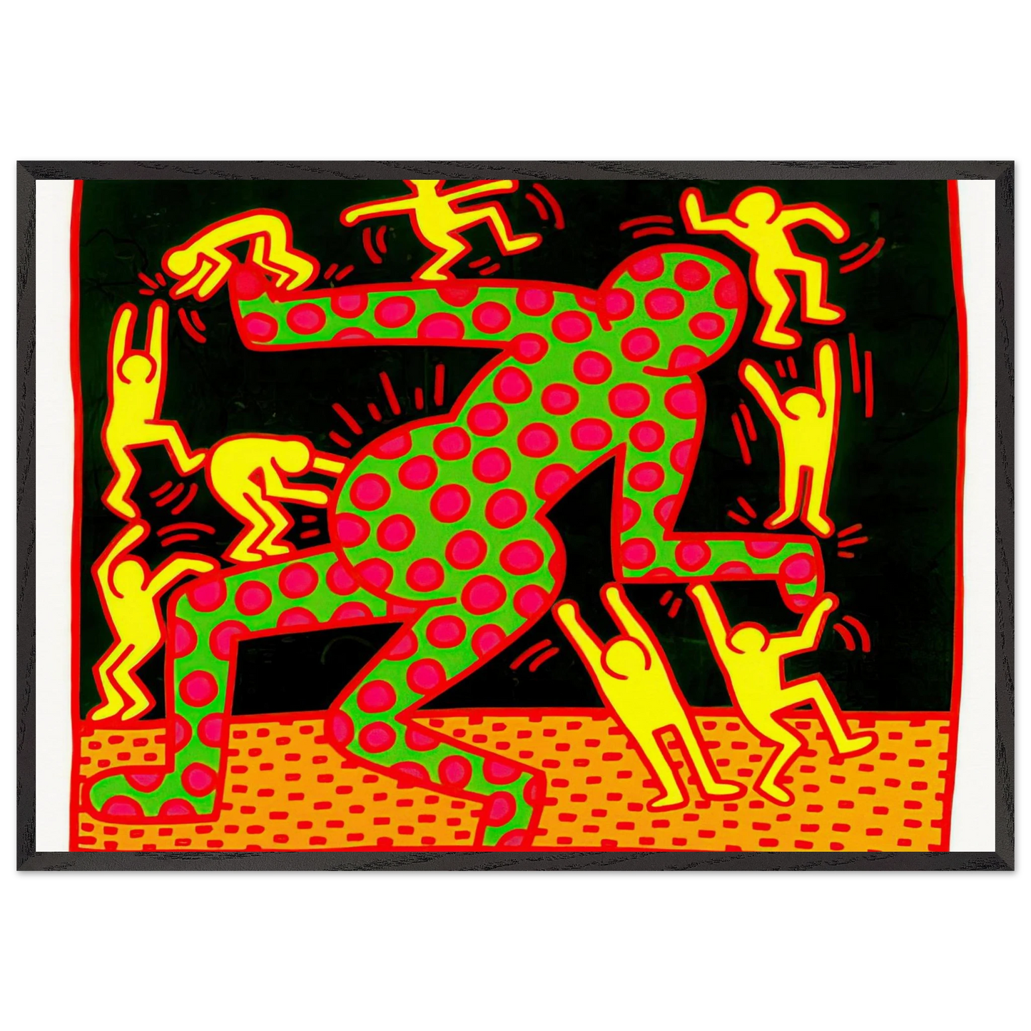 UNTITLED 1983 2 N2 - Keith Haring 70x100 cm / 28x40 inches Framed Art Print – Black Wooden Frame | Keith Haring Art For Sale