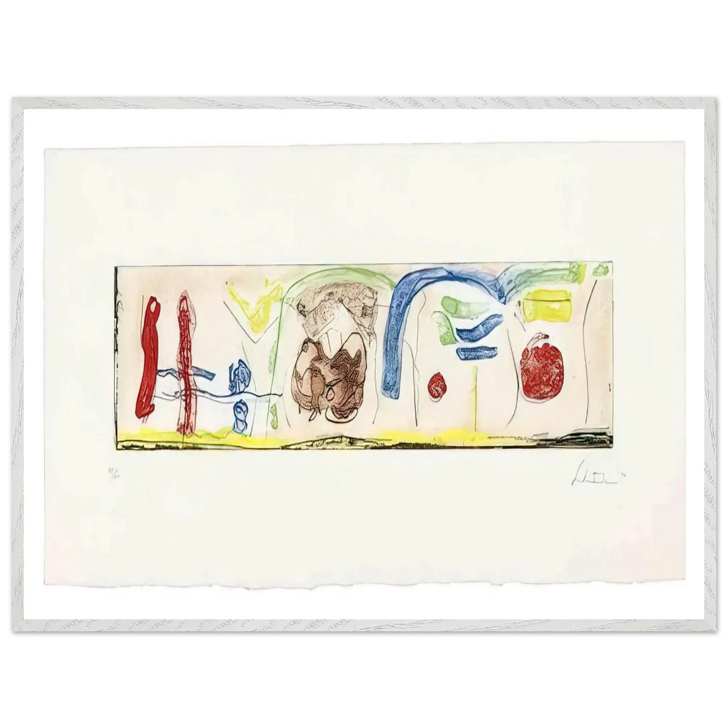 Helen Frankenthaler - Bridges - 1996 Wall art - 13x18 cm / 5x7 Inches - Premium Wooden Framed Poster With Fine Art Paper - Black frame