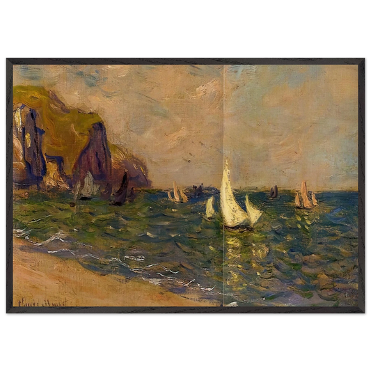Sailboats at Sea Pourville - claude monet 70x100 cm / 28x40 inches Framed Art Print – Black Wooden Frame