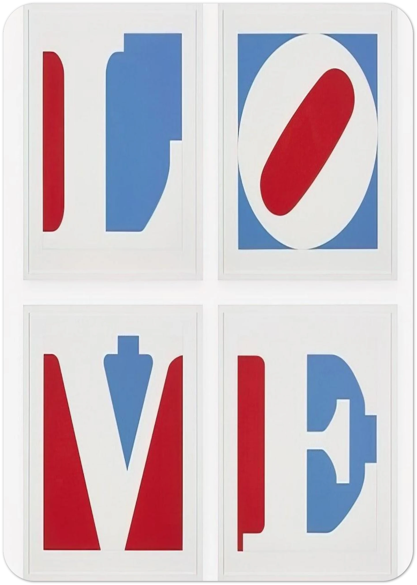 Four Panel Love By Robert Indiana Pack of 10 Post Cards | Robert Indiana Post Cards | A6 (10.5 x 14.8 cm) - 4.1 x 5.8 inches