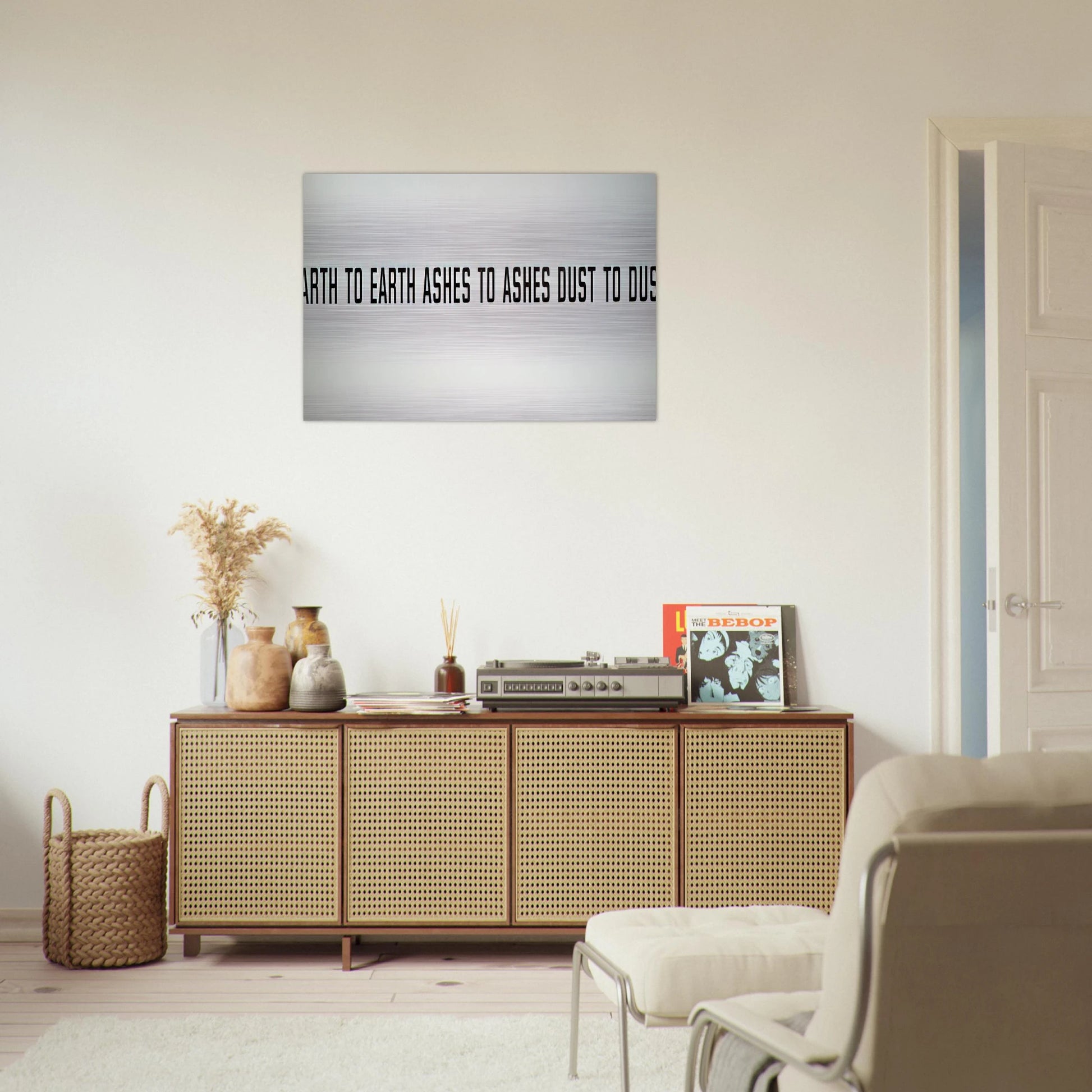 Earth to Earth Ashes to Ashes Dust to Dust - 1970 - Lawrence Weiner Brushed Aluminum Print - 70x100 cm / 28x40 inches | Lawrence Weiner Aluminum Print | Lawrence Weiner Prints