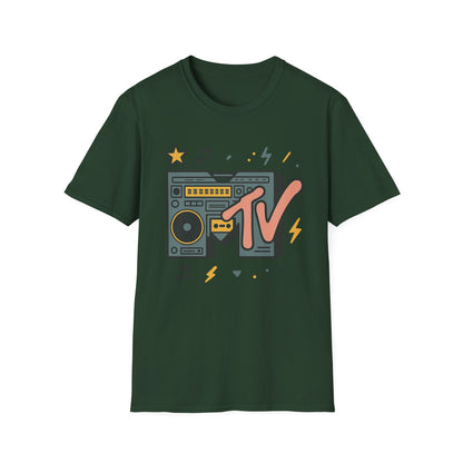 T-shirt graphique rétro MTV vintage imprimé léopard musical années 80 90 années nostalgiques unisexe shirt de groupe style rock imprimé animal