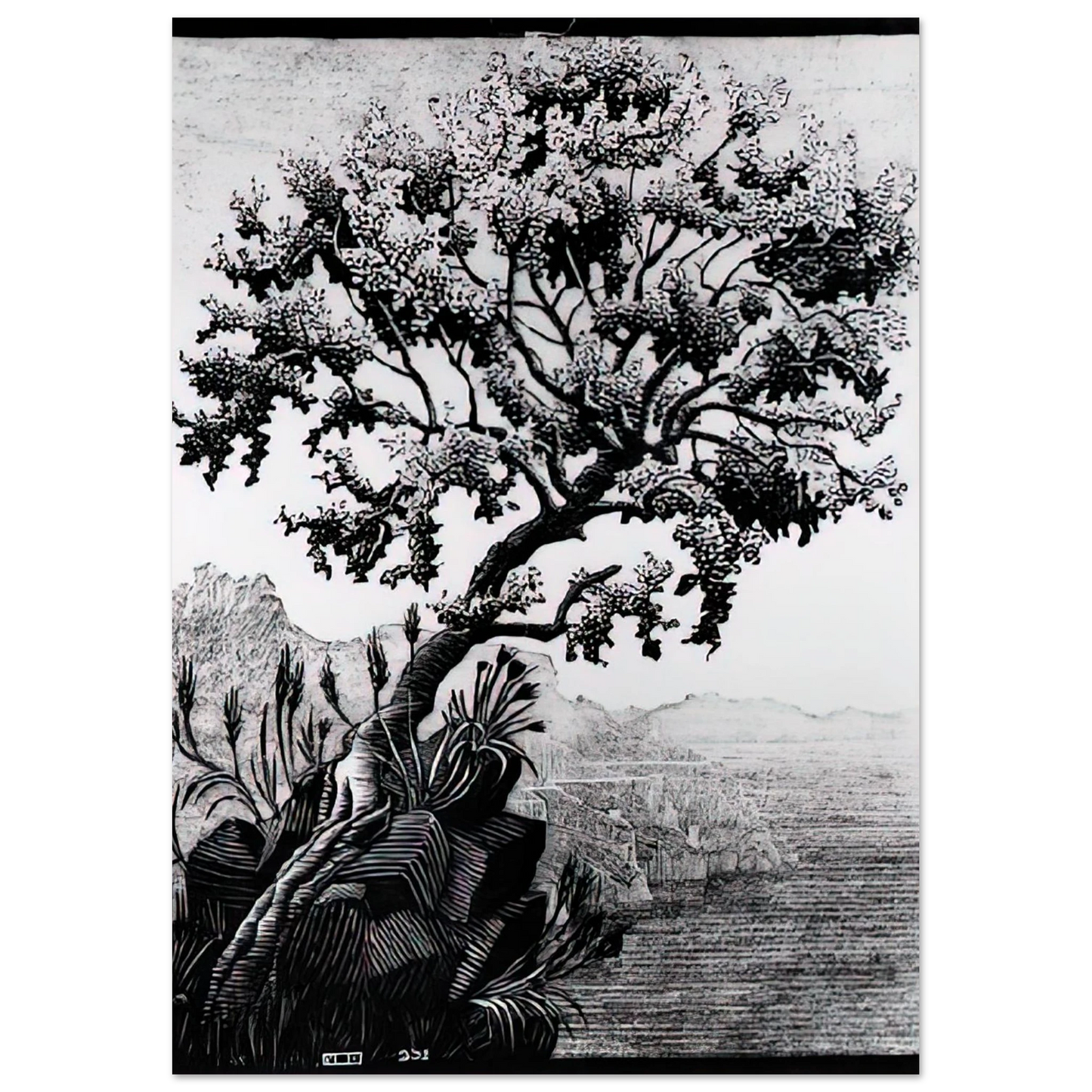 MC Escher - ESCHER (14) Wall Art - 30x40 cm / 12x16 inches - Premium Wooden Framed Poster With Fine Art Paper-canvas - White frame