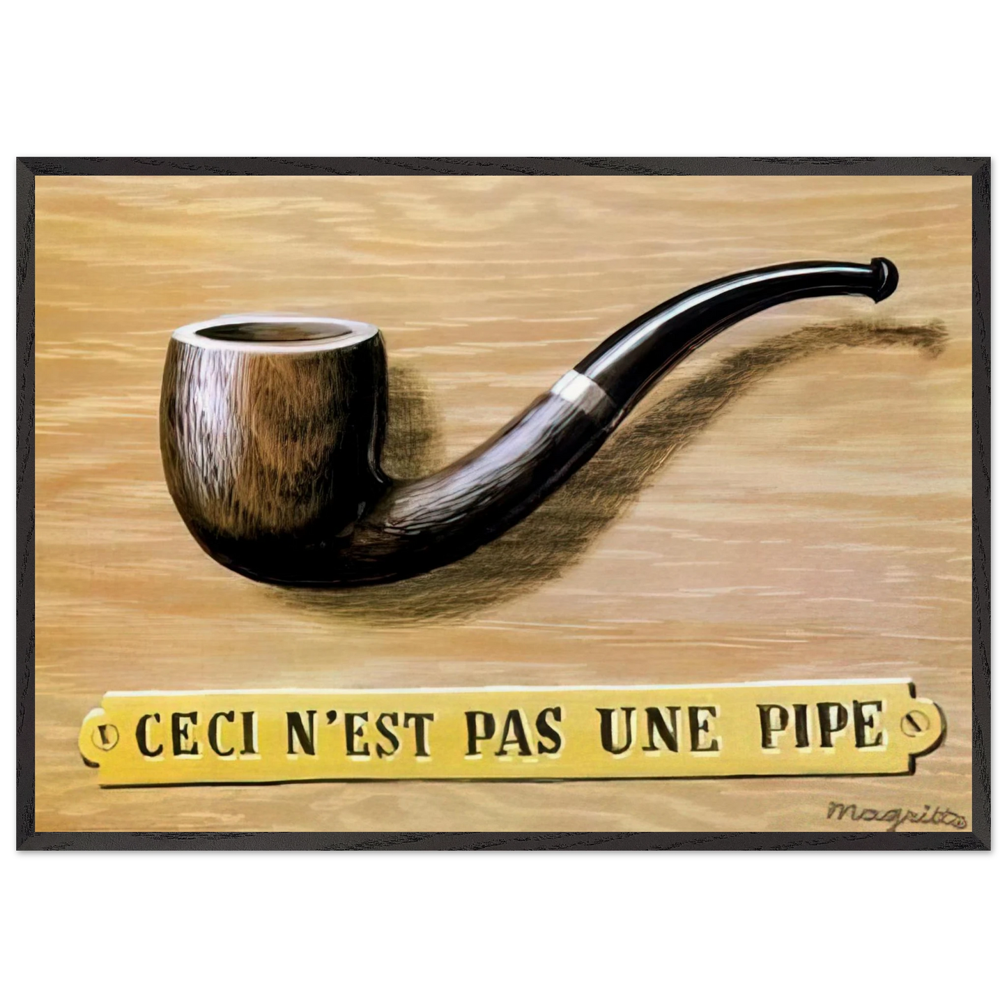 THE TREACHERY OF IMAGES THIS IS NOT A PIPE 1966 - Rene Magritte 70x100 cm / 28x40 inches Framed Art Print – Black Wooden Frame