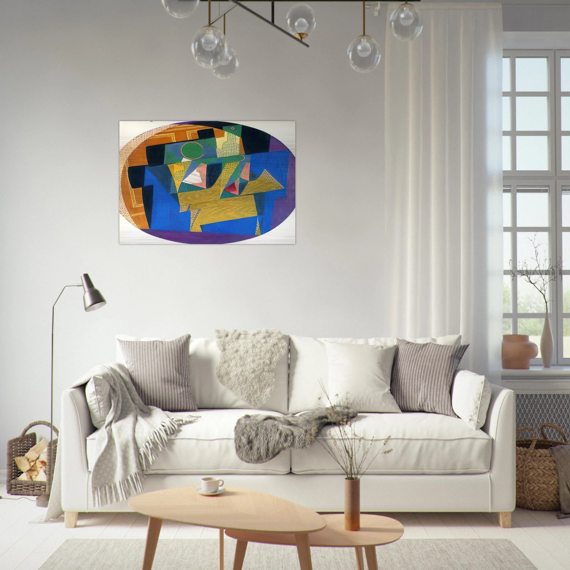 FRUIT BOWL WITH BOTTLE - Juan Gris Brushed Aluminum Print - 70x100 cm / 28x40 inches | Juan Gris Aluminum Print | Juan Gris Prints