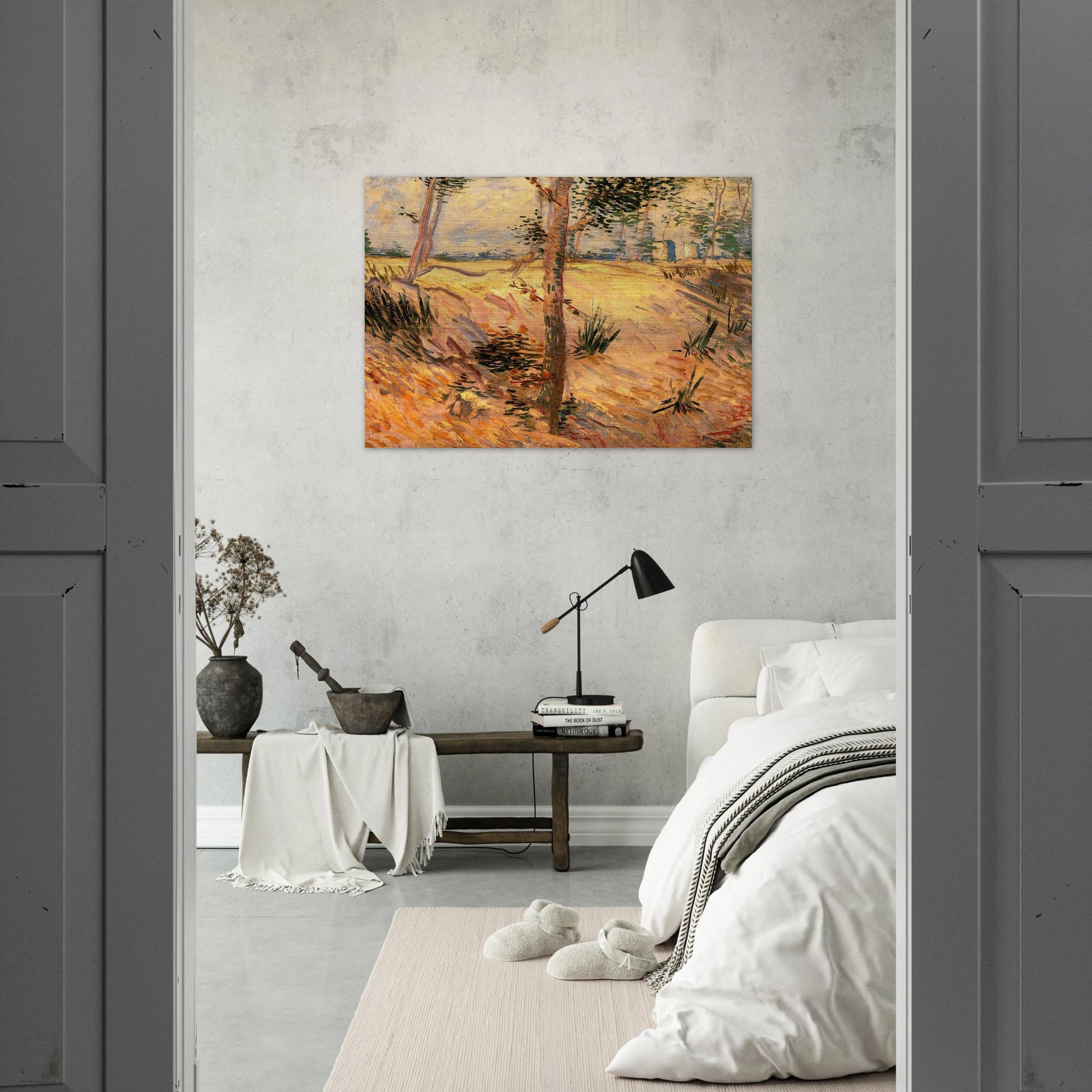 Trees in a Field on a Sunny Day - Vincent van Gogh Brushed Aluminum Print - 70x100 cm / 28x40 inches | Vincent van Gogh Aluminum Print | Vincent van Gogh Prints