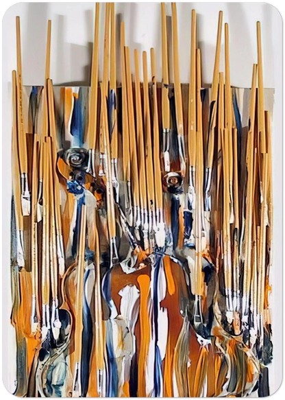 Paintbrushes  Violin - II - 1980 By Arman Pack of 10 Post Cards | Arman Post Cards | A6 (10.5 x 14.8 cm) - 4.1 x 5.8 inches