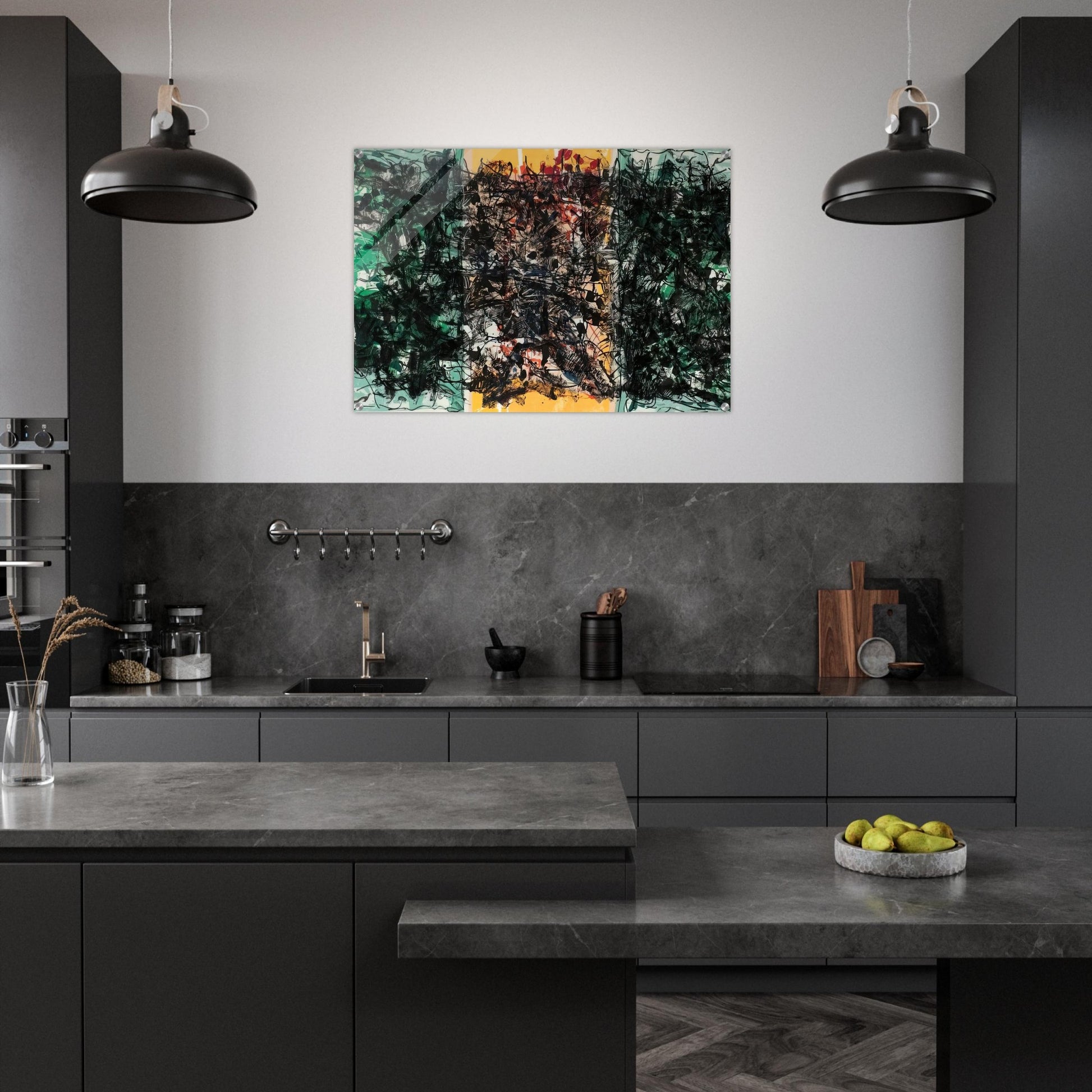 Triptyque orange - Jean-Paul Riopelle Acrylic Print - 70x100 cm / 28x40″ inches