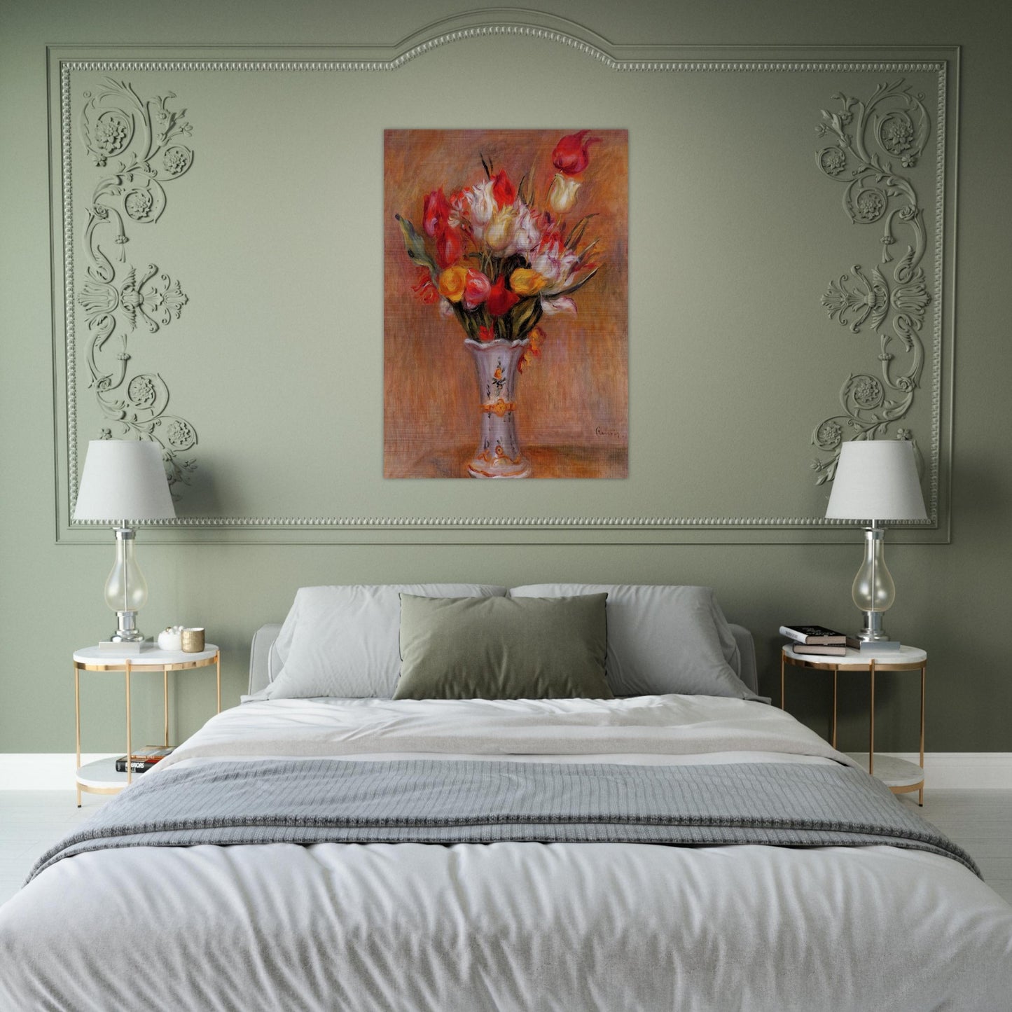 Tulips - Pierre-Auguste Renoir Brushed Aluminum Print - 70x100 cm / 28x40 inches | Pierre-Auguste Renoir Aluminum Print | Pierre-Auguste Renoir Prints