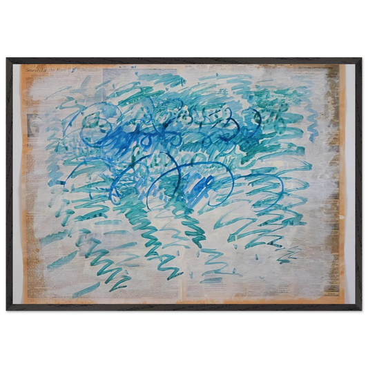 Untitled Blue Zig-Zags - 1988 - Paul Thek 70x100 cm / 28x40 inches Framed Art Print – Black Wooden Frame