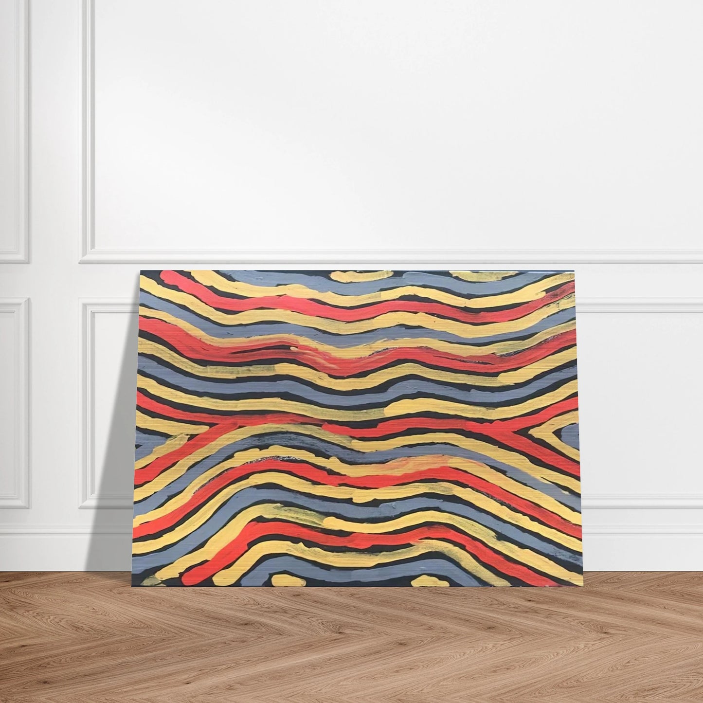 Worm Dreaming - 1997 - Clifford Possum Tjapaltjarri Brushed Aluminum Print - 70x100 cm / 28x40 inches | Clifford Possum Tjapaltjarri Aluminum Print | Clifford Possum Tjapaltjarri Prints