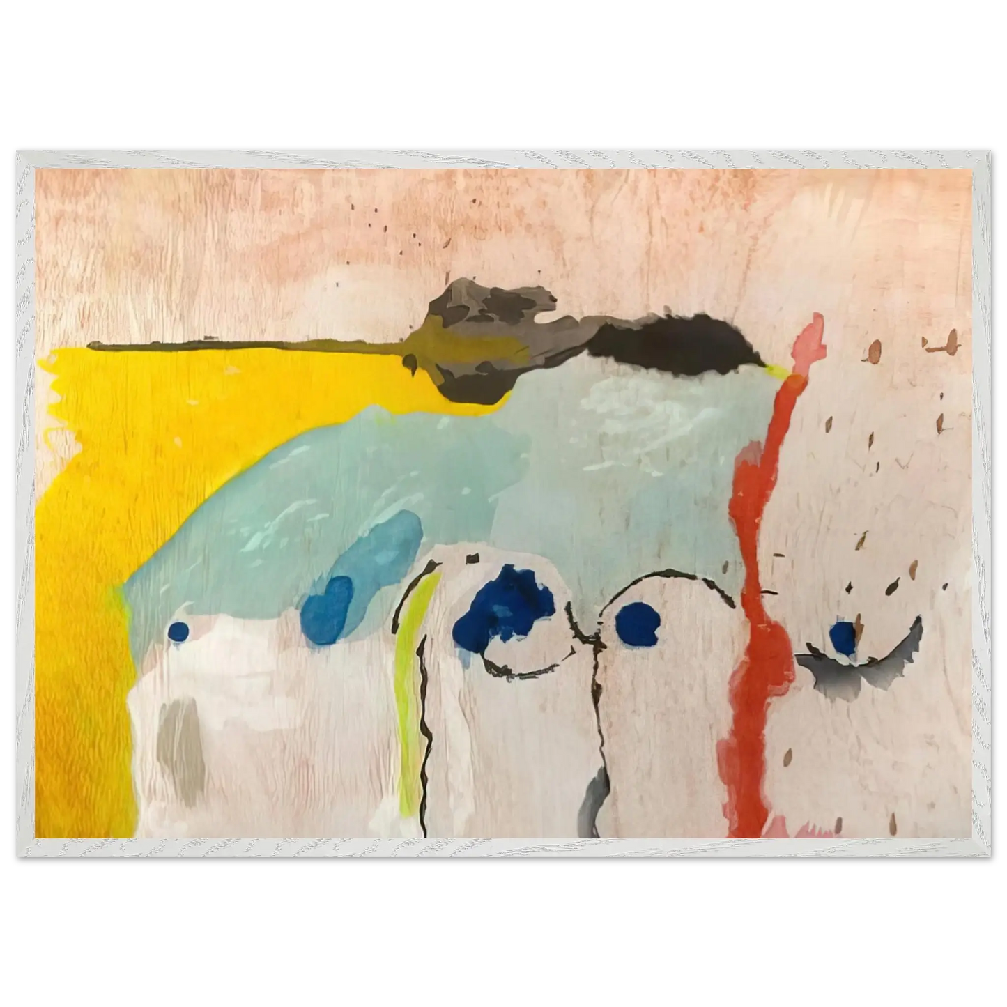 Helen Frankenthaler - Tales of Genji I - 1998 Wall art - 15x20 cm / 6x8 Inches - Premium Wooden Framed Poster With Fine Art Paper - White frame