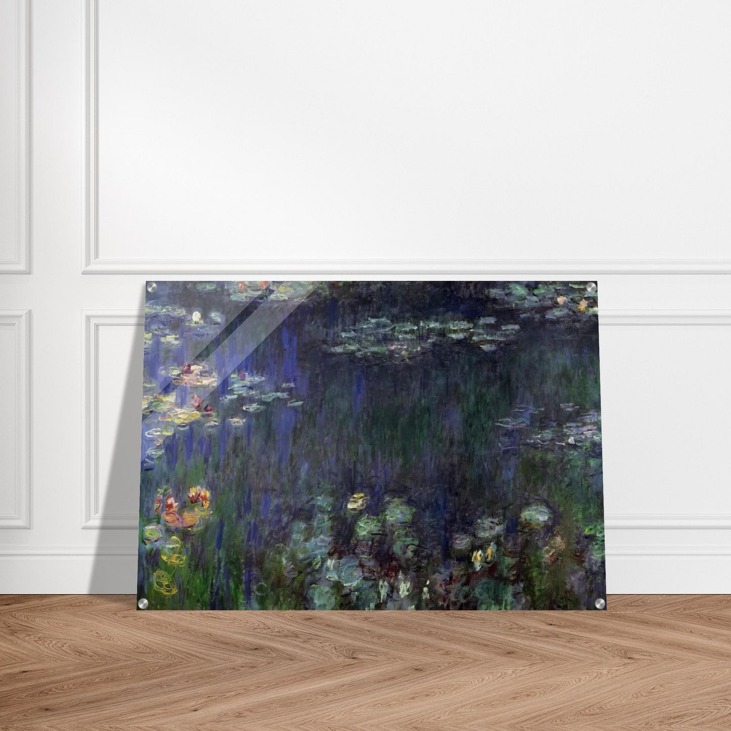 Water Lilies, Green Reflection left half - claude monet Acrylic Print - 70x100 cm / 28x40″ inches | claude monet Wall Art | claude monet Prints