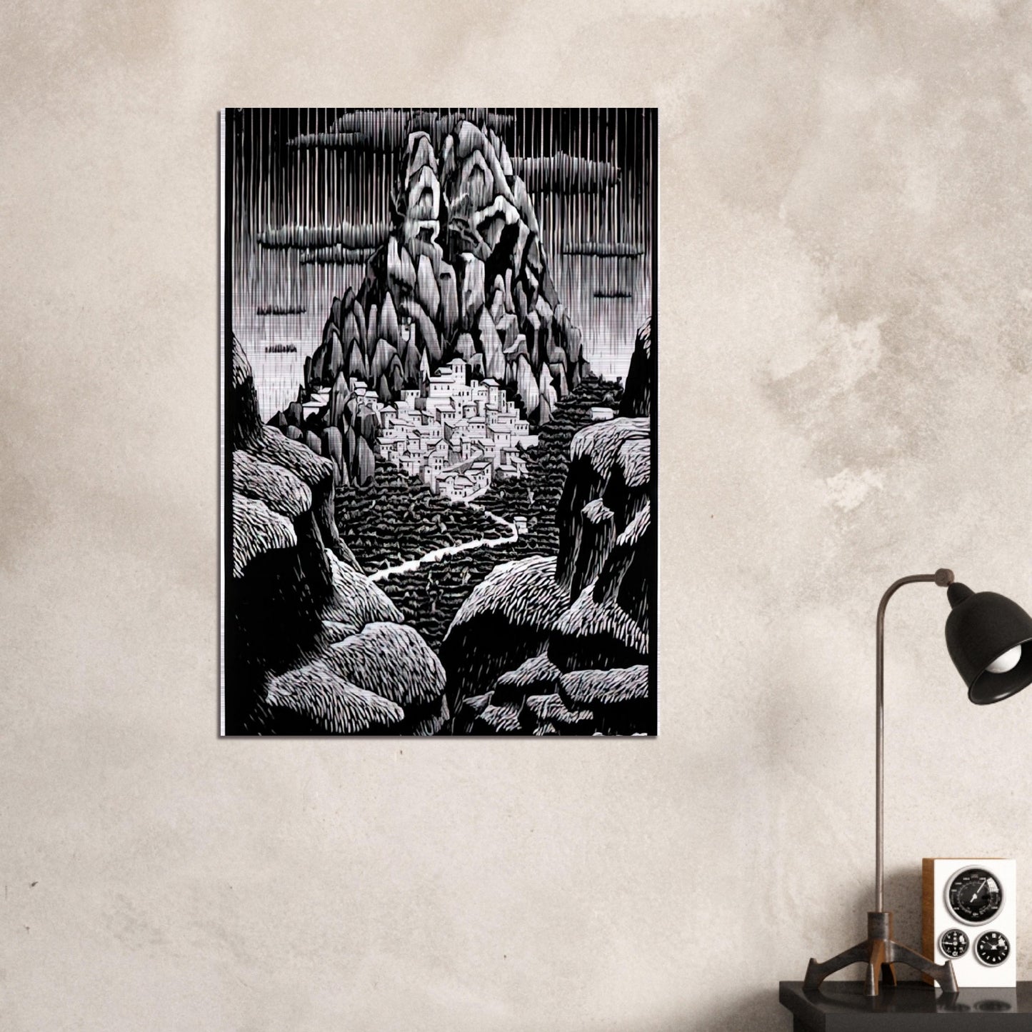 PENTEDATTIO CALABRIA JANUARY 1930 1930 - MC Escher Brushed Aluminum Print - 70x100 cm / 28x40 inches | MC Escher Aluminum Print | MC Escher Prints