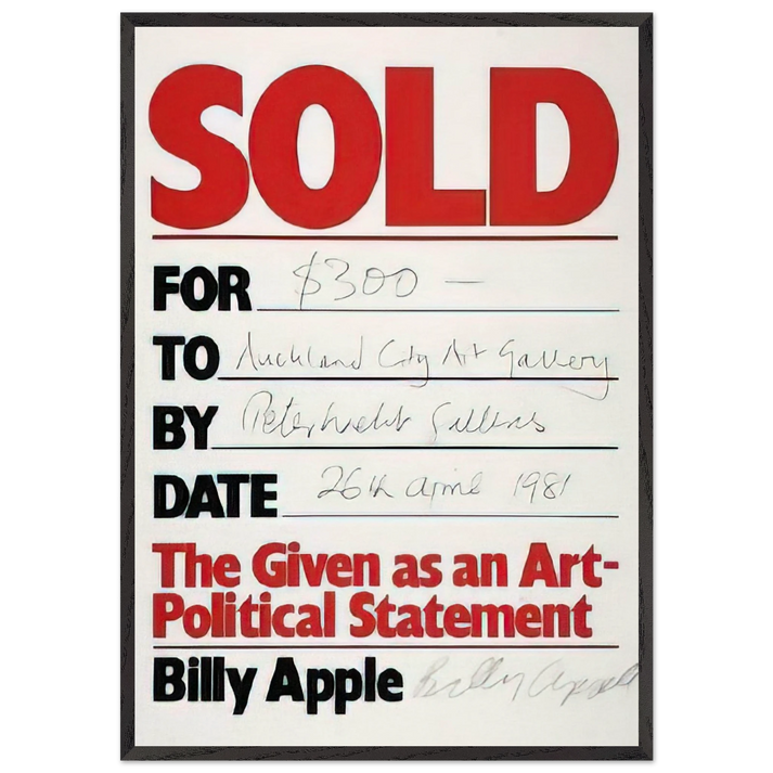 Sold - 1981 - Billy Apple 70x100 cm / 28x40 inches Framed Art Print – Black Wooden Frame