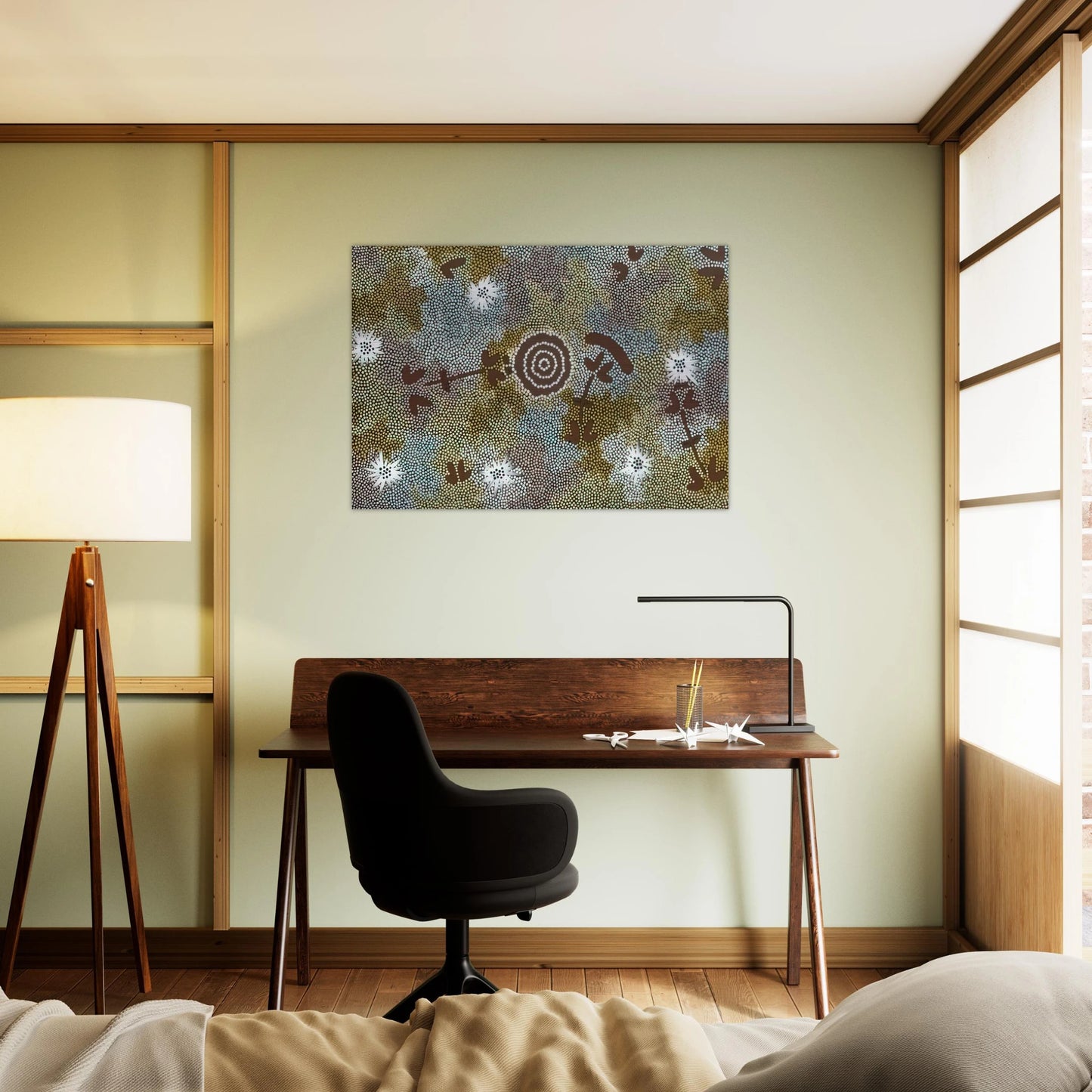 Rock Wallaby Dreaming - 1988 - Clifford Possum Tjapaltjarri Brushed Aluminum Print - 70x100 cm / 28x40 inches | Clifford Possum Tjapaltjarri Aluminum Print | Clifford Possum Tjapaltjarri Prints