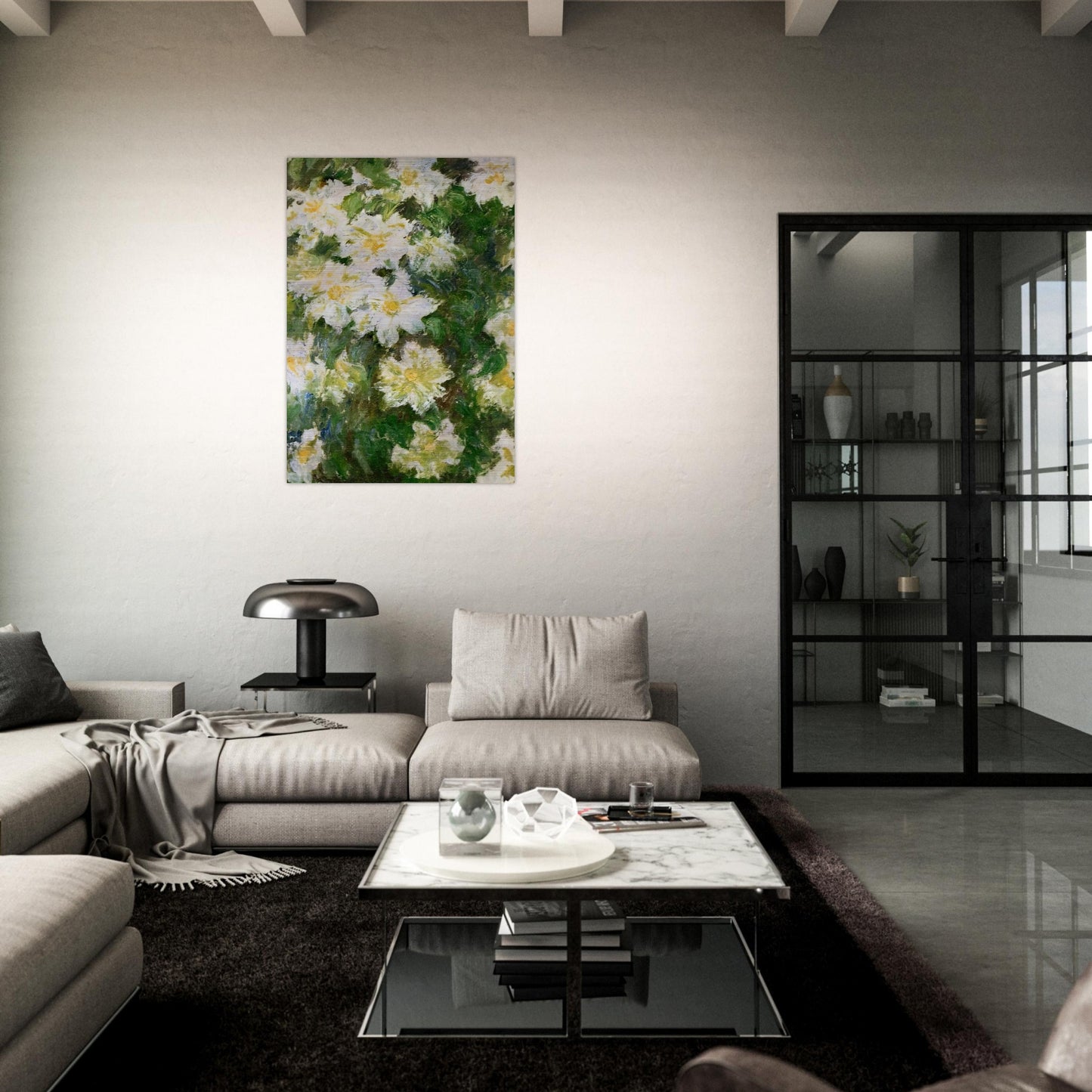 White Clematis - claude monet Brushed Aluminum Print - 70x100 cm / 28x40 inches | claude monet Aluminum Print | claude monet Prints