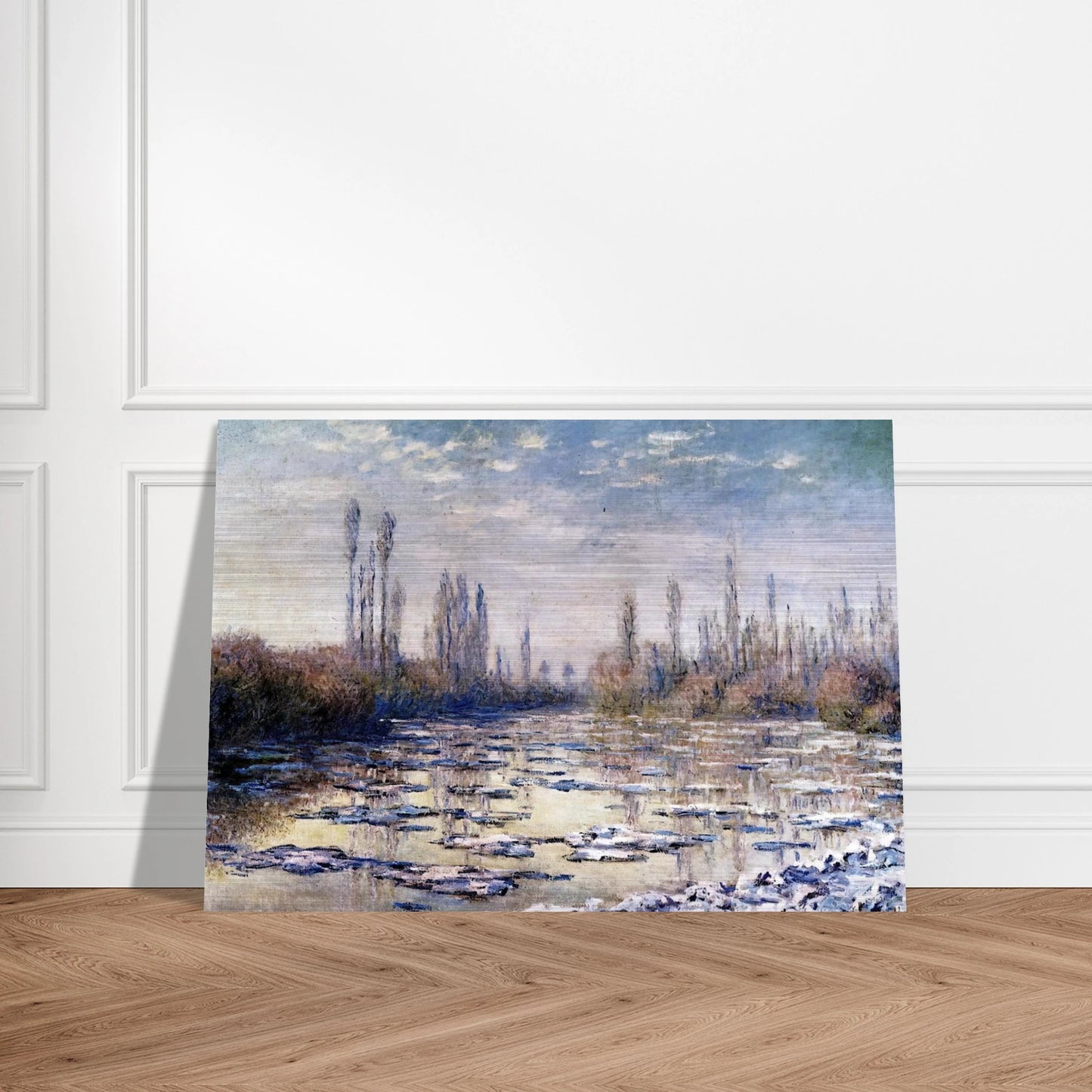 Floating Ice Near Vetheuil - claude monet Brushed Aluminum Print - 70x100 cm / 28x40 inches | claude monet Aluminum Print | claude monet Prints