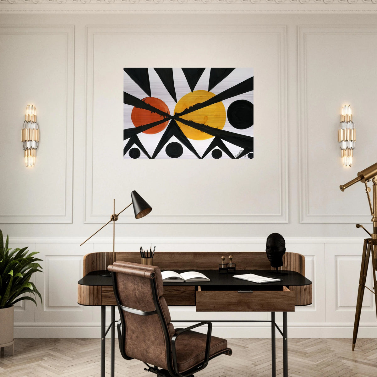 ACROSS THE ORANGE MOONS 1967 - Alexander Calder Brushed Aluminum Print - 70x100 cm / 28x40 inches | Alexander Calder Aluminum Print | Alexander Calder Prints