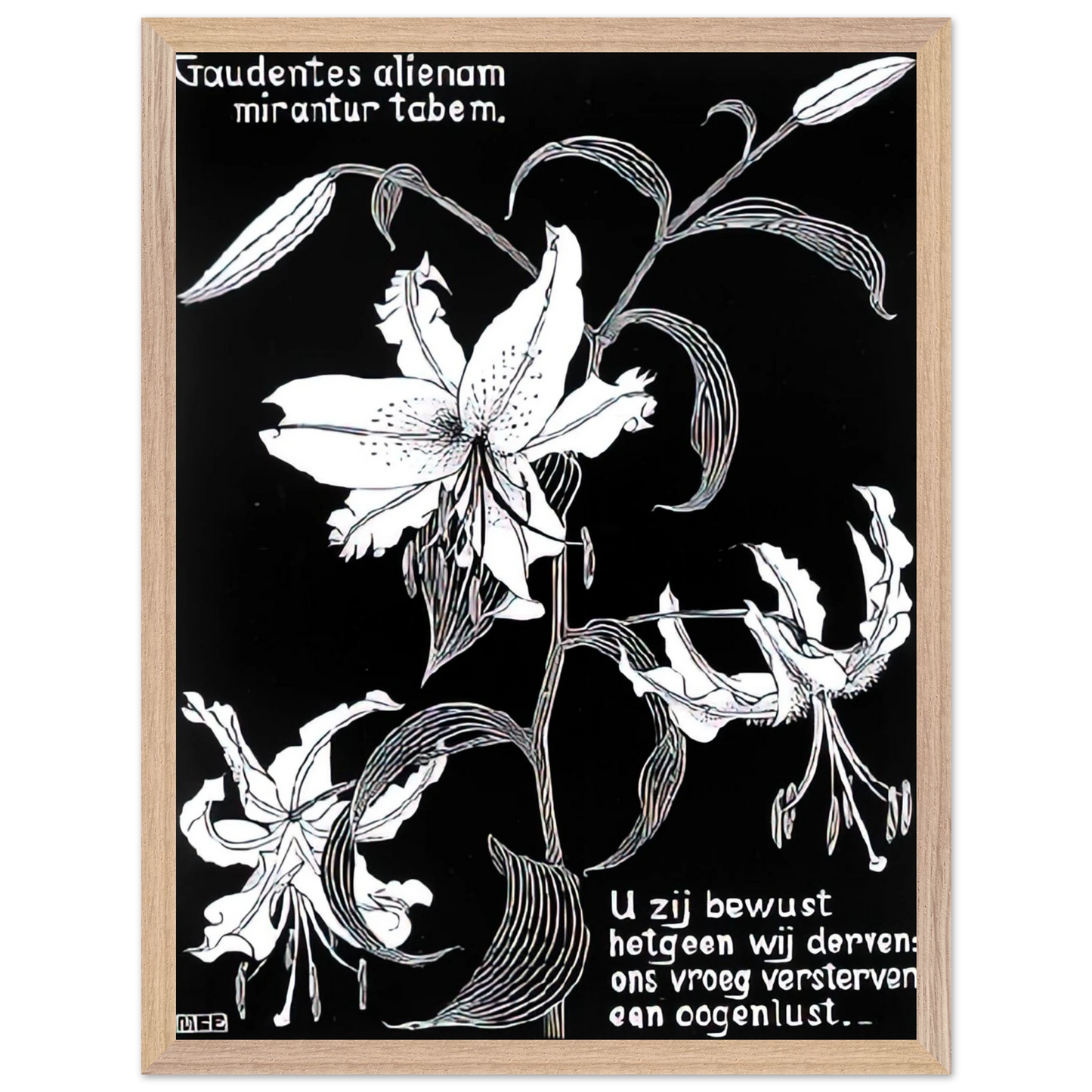 MC Escher - FLOWERS Wall Art - 30x40 cm / 12x16 inches - Premium Wooden Framed Poster With Fine Art Paper - Black frame