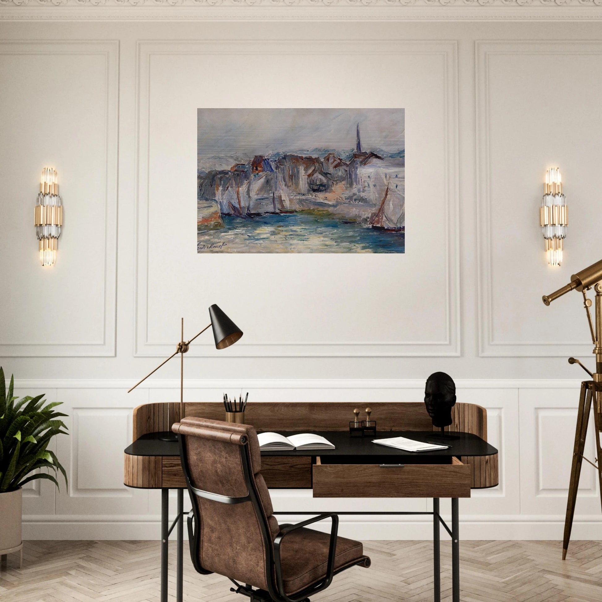 Boats in the Port of Honfleur - claude monet Brushed Aluminum Print - 70x100 cm / 28x40 inches | claude monet Aluminum Print | claude monet Prints