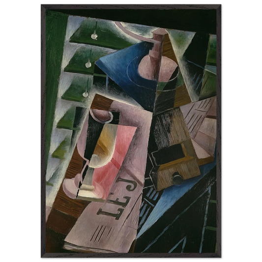 COFFEE GRINDER AND GLASS 1915 - Juan Gris 70x100 cm / 28x40 inches Framed Art Print – Black Wooden Frame