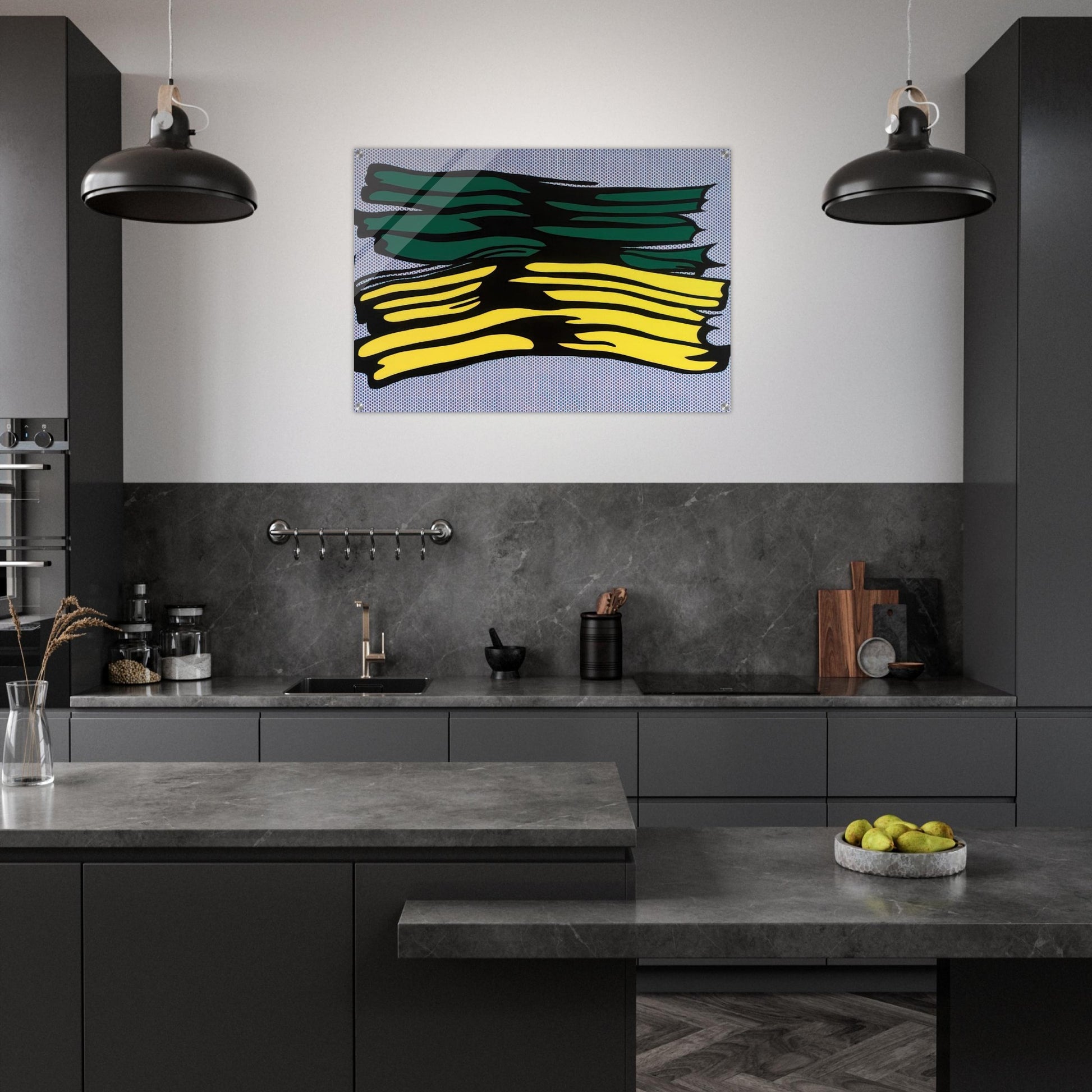 YELLOW AND GREEN BRUSHSTROKES 1966 0 - Roy Lichtenstein Acrylic Print - 70x100 cm / 28x40″ inches