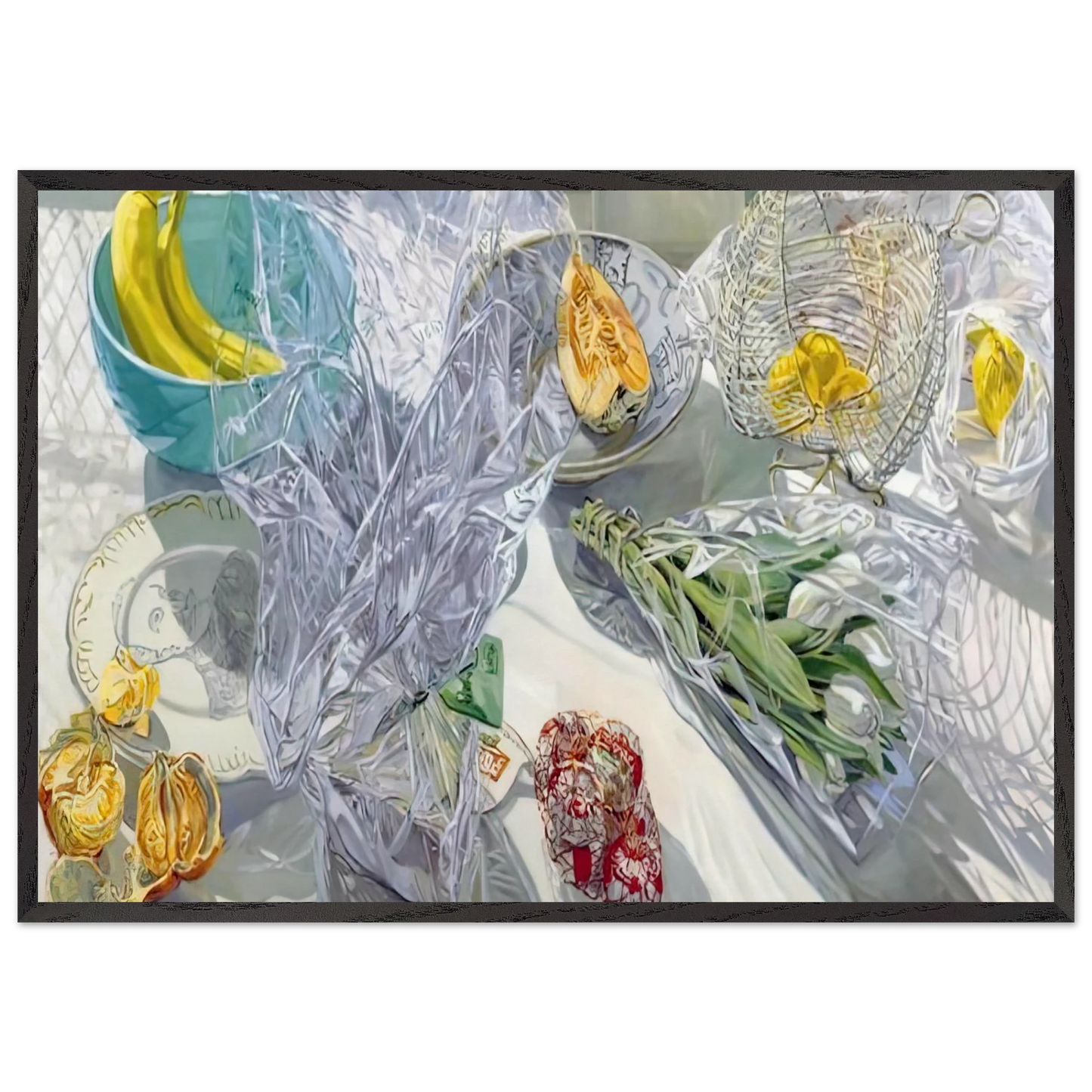 WHITE TULIPS 1999 - Janet Fish 70x100 cm / 28x40 inches Framed Art Print – Black Wooden Frame