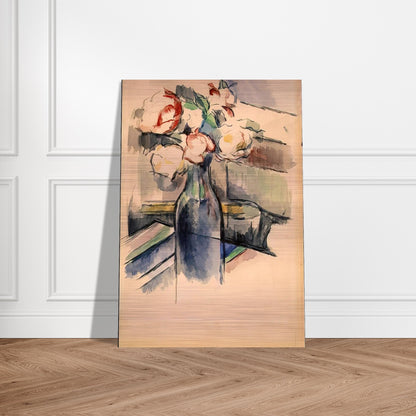 Roses in a Bottle - Paul Cézanne Brushed Aluminum Print - 70x100 cm / 28x40 inches | Paul Cézanne Aluminum Print | Paul Cézanne Prints