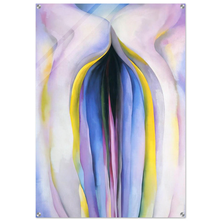 Grey Line With Black, Blue And Yellow - Georgia O'Keeffe Acrylic Print - 70x100 cm / 28x40″ inches | Georgia O'Keeffe Wall Art | Georgia O'Keeffe Prints