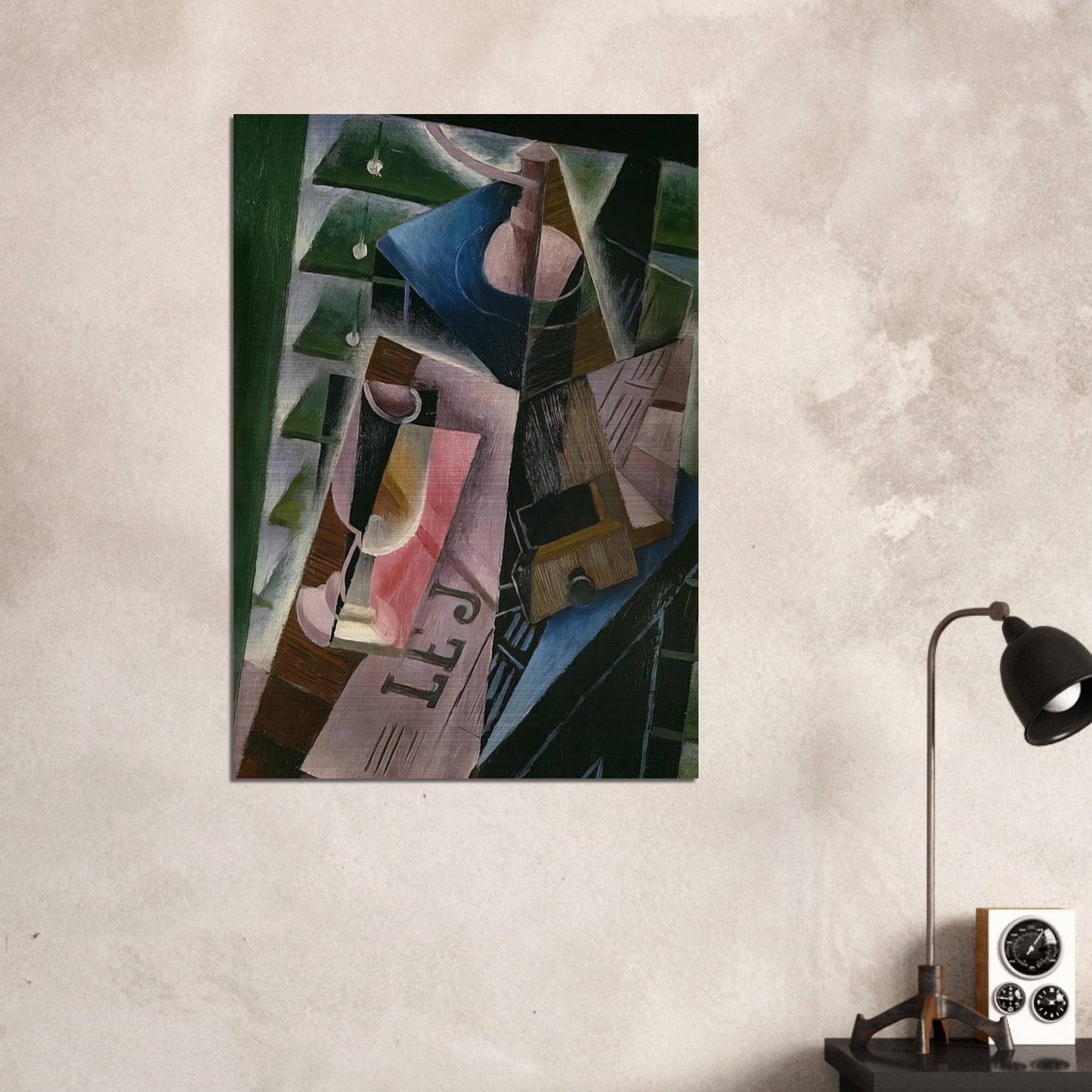 COFFEE GRINDER AND GLASS 1915 - Juan Gris Brushed Aluminum Print - 70x100 cm / 28x40 inches | Juan Gris Aluminum Print | Juan Gris Prints
