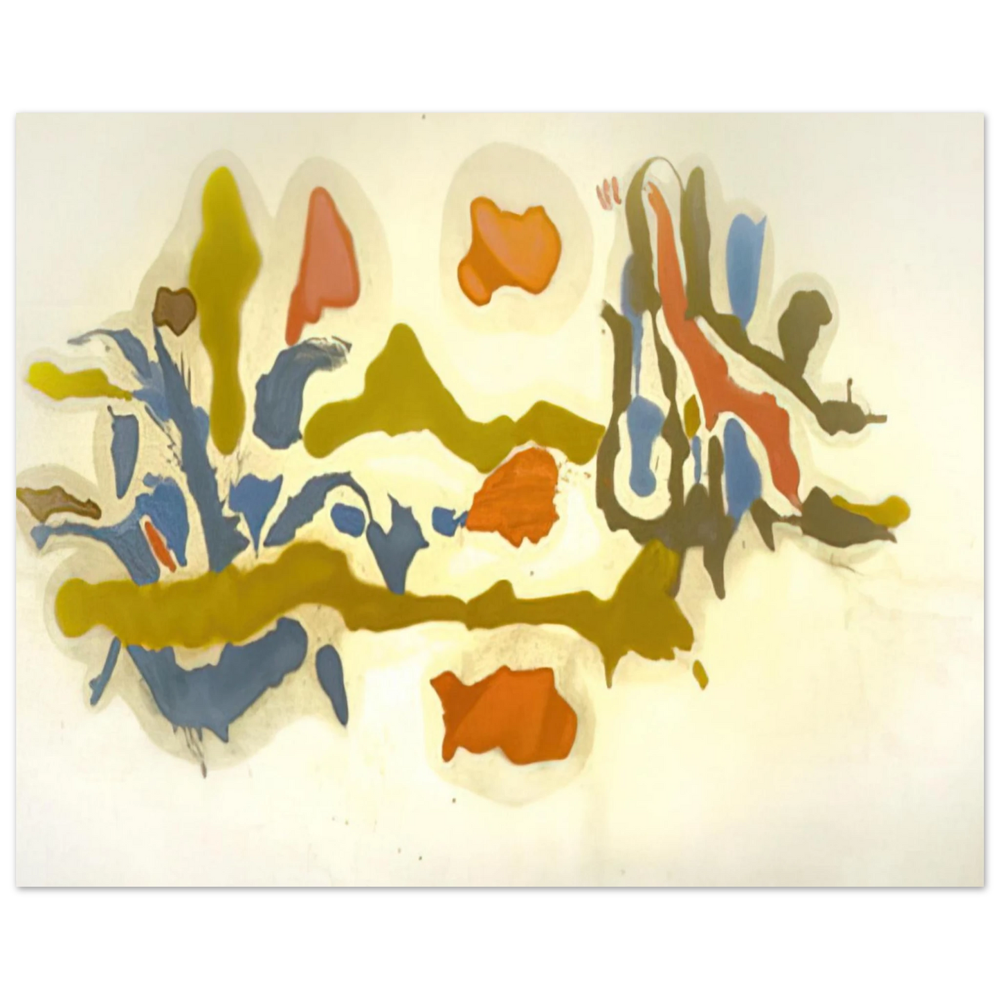 Helen Frankenthaler - Seascape with Dunes - 1962 Wall art - 28x43  cm / XL (11x17 inches) - Premium Wooden Framed Poster With Fine Art Paper-canvas - White frame