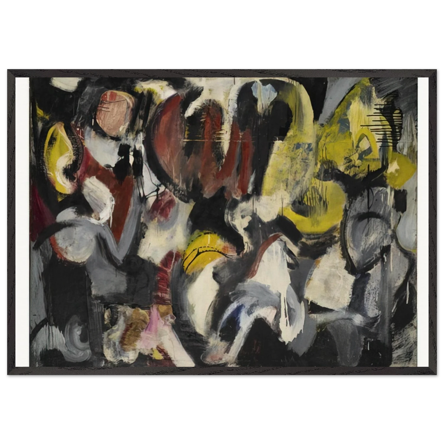 MONTHS AND MOONS 1950 - Grace Hartigan 70x100 cm / 28x40 inches Framed Art Print – Black Wooden Frame