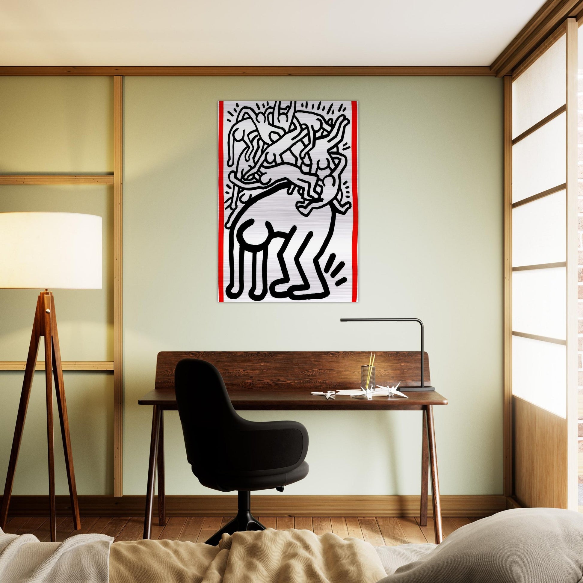 FIGHT AIDS WORLDWIDE 1990 - Keith Haring Brushed Aluminum Print - 70x100 cm / 28x40 inches | Keith Haring Aluminum Print | Keith Haring Prints