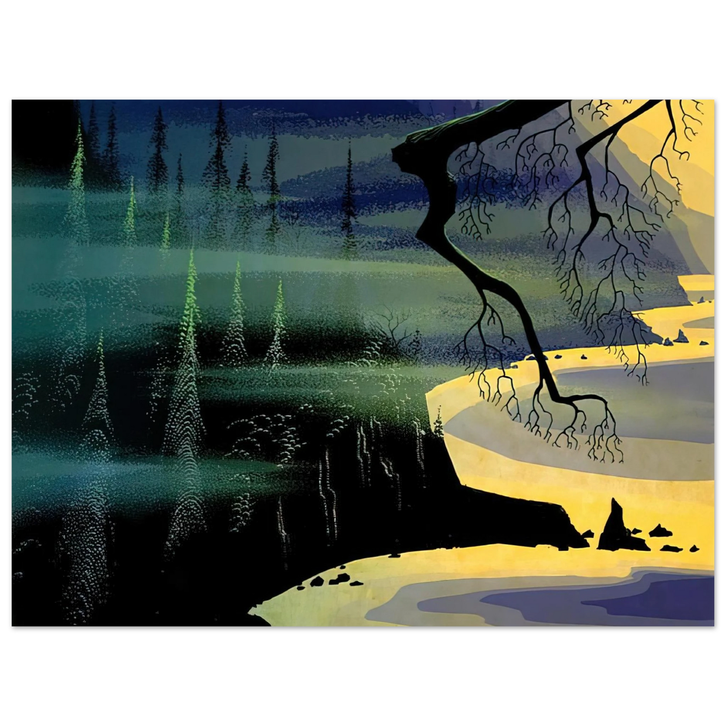 Eyvind Earle - Blue Mist  75x100 cm / 30x40inches Fine Art Poster