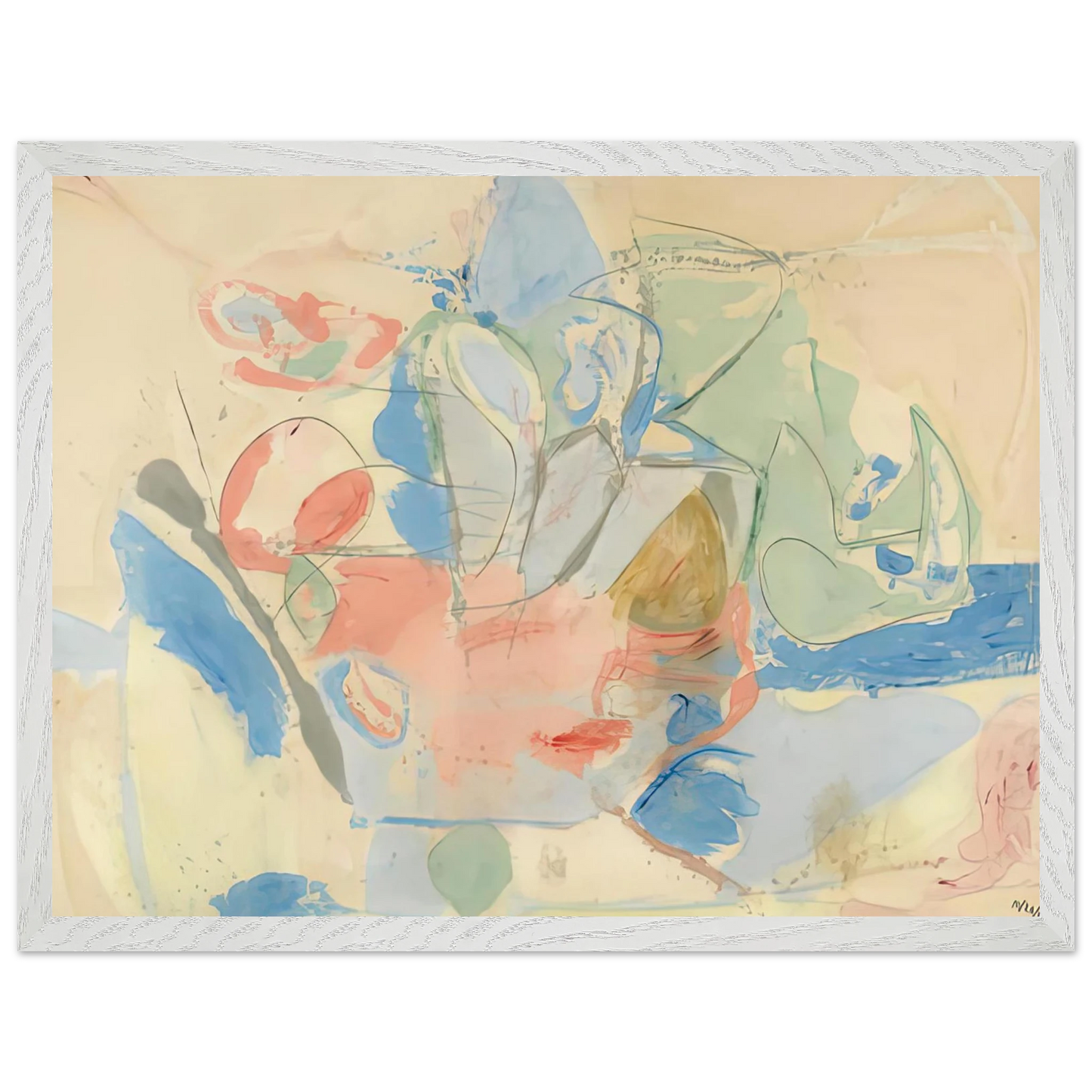 Helen Frankenthaler - Mountains and Sea, 1952- Wall Art - 30x40 cm / 12x16 inches - Premium Wooden Framed Poster With Fine Art Paper-canvas - Black frame
