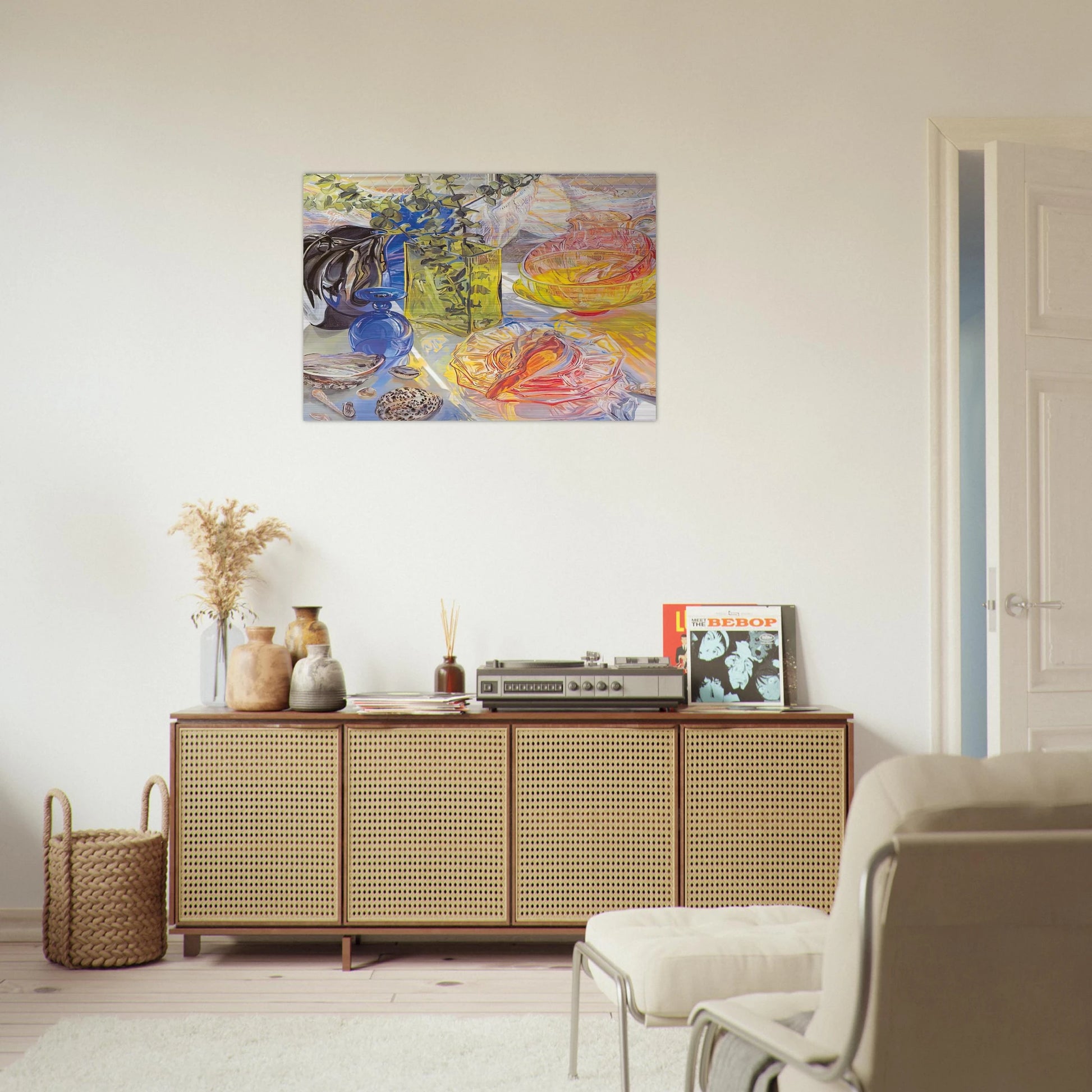 GLASS AND SHELLS 1990 - Janet Fish Brushed Aluminum Print - 70x100 cm / 28x40 inches | Janet Fish Aluminum Print | Janet Fish Prints