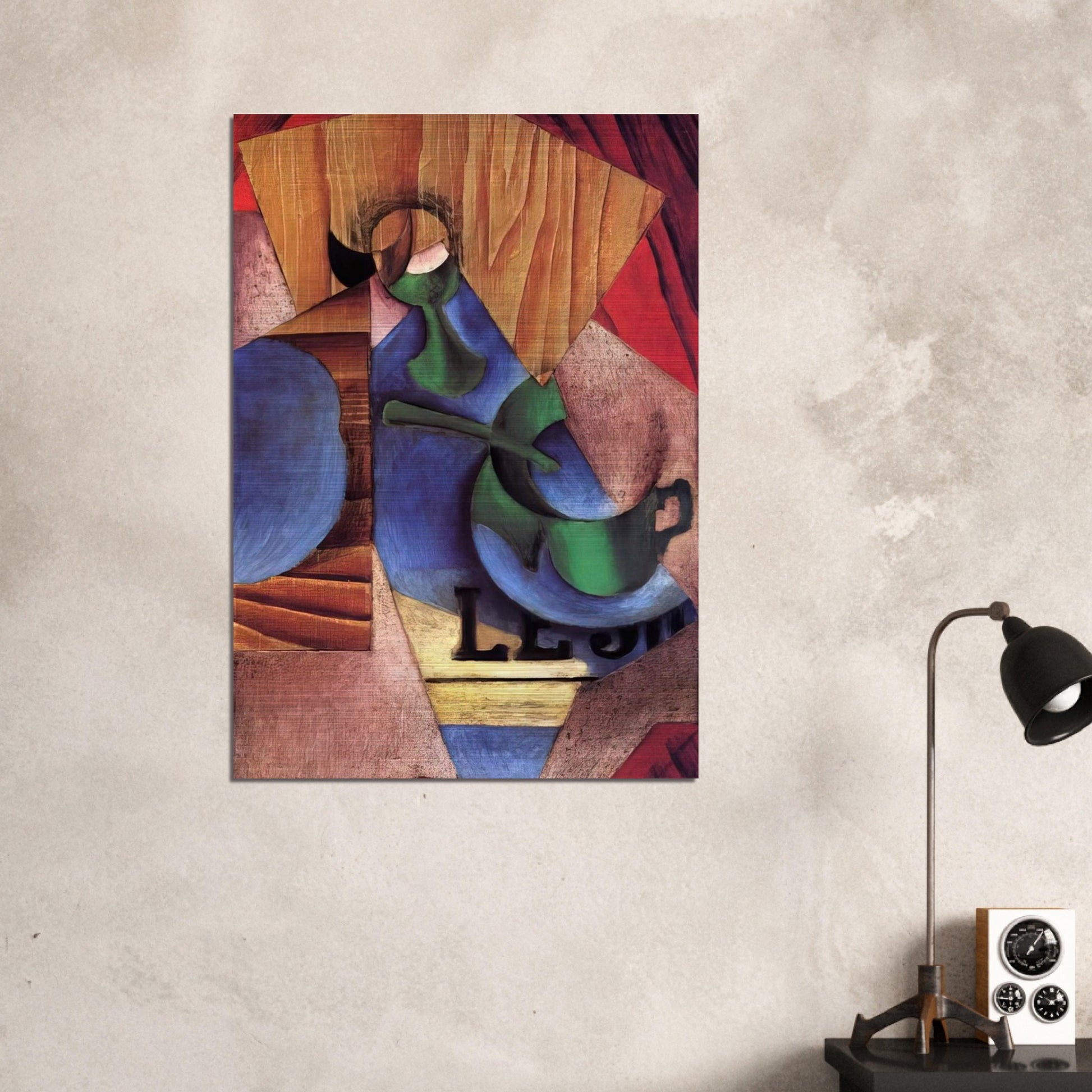 GLASS CUP AND NEWSPAPER 1913 - Juan Gris Brushed Aluminum Print - 70x100 cm / 28x40 inches | Juan Gris Aluminum Print | Juan Gris Prints
